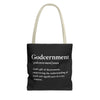 Godcernment Tote Bag - Custom Printed Stylish and Functional Tote
