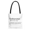 Godsurance Tote Bag - Custom Printed Stylish and Functional Tote