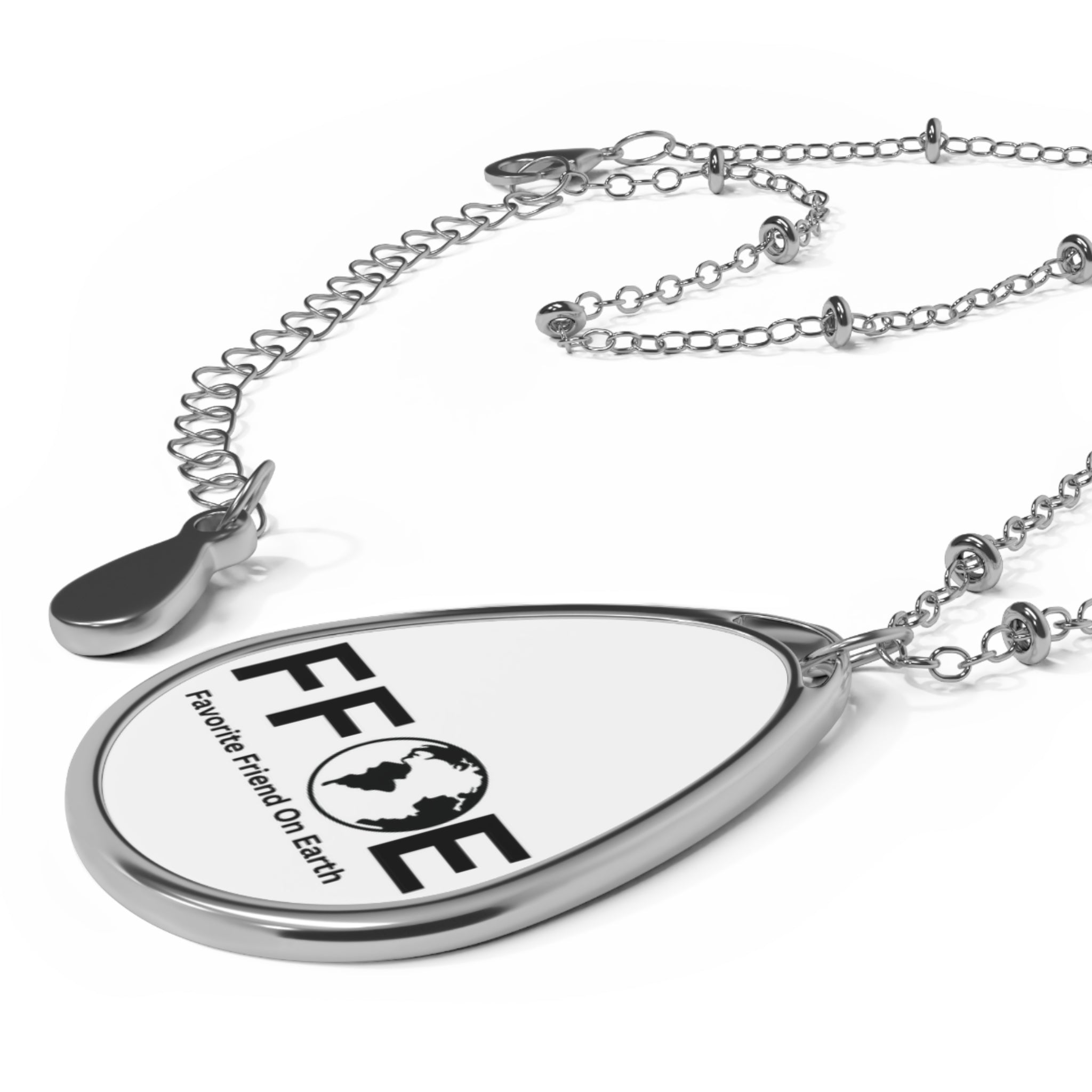 Favorite Friend on Earth (FFOE) Oval Necklace – Custom Zinc Alloy Pendant & Chain