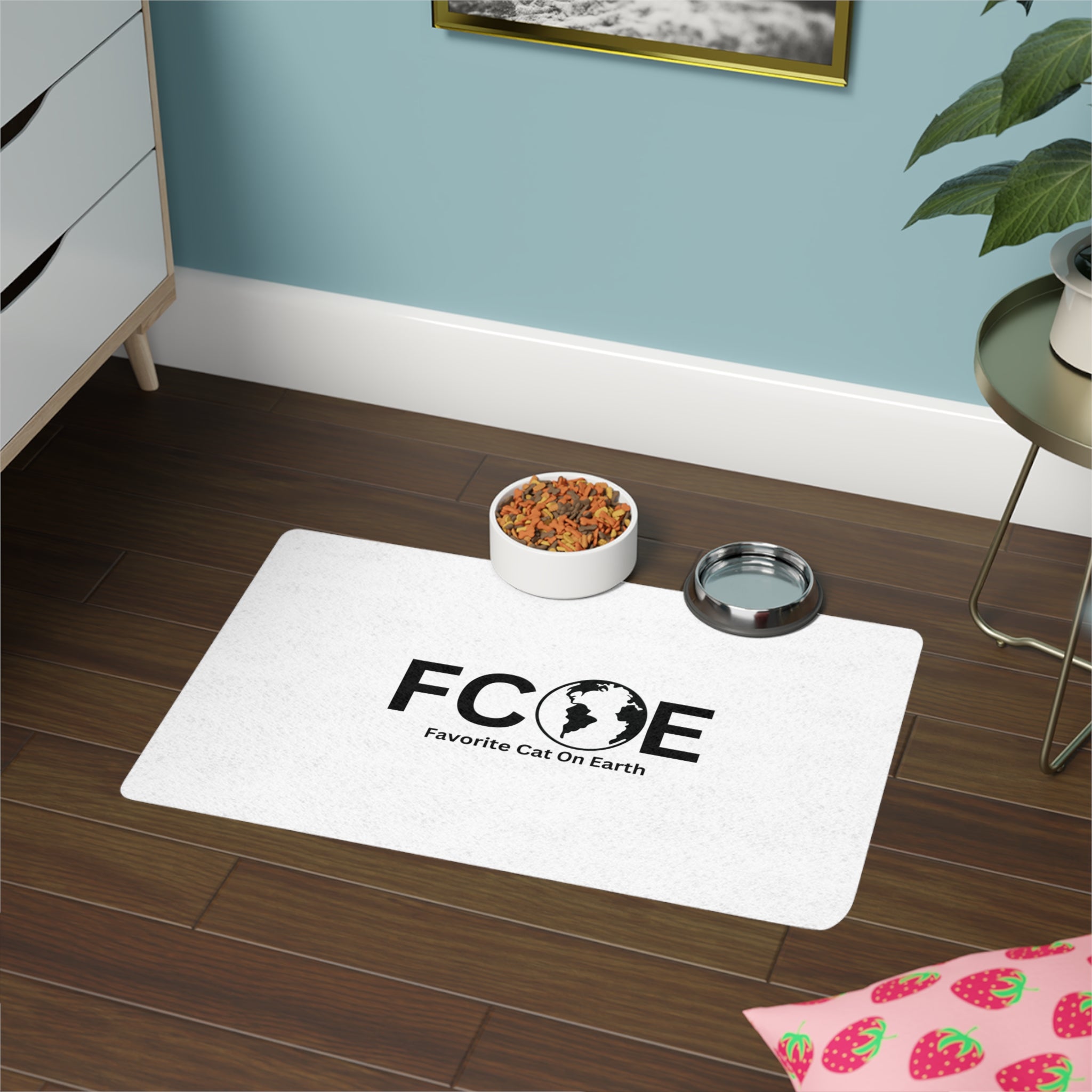 Favorite Cat On Earth (FCOE) Personalized Pet Food Mat - Stylish and Practical Feeding Mat