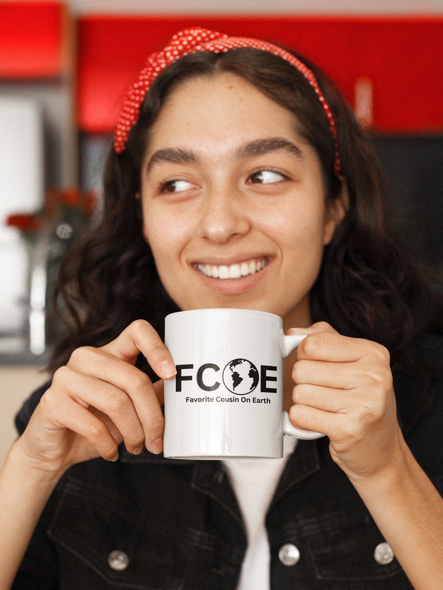 Favorite Cousin On Earth (FCOE) Accent Coffee Mug (11oz, 15oz)