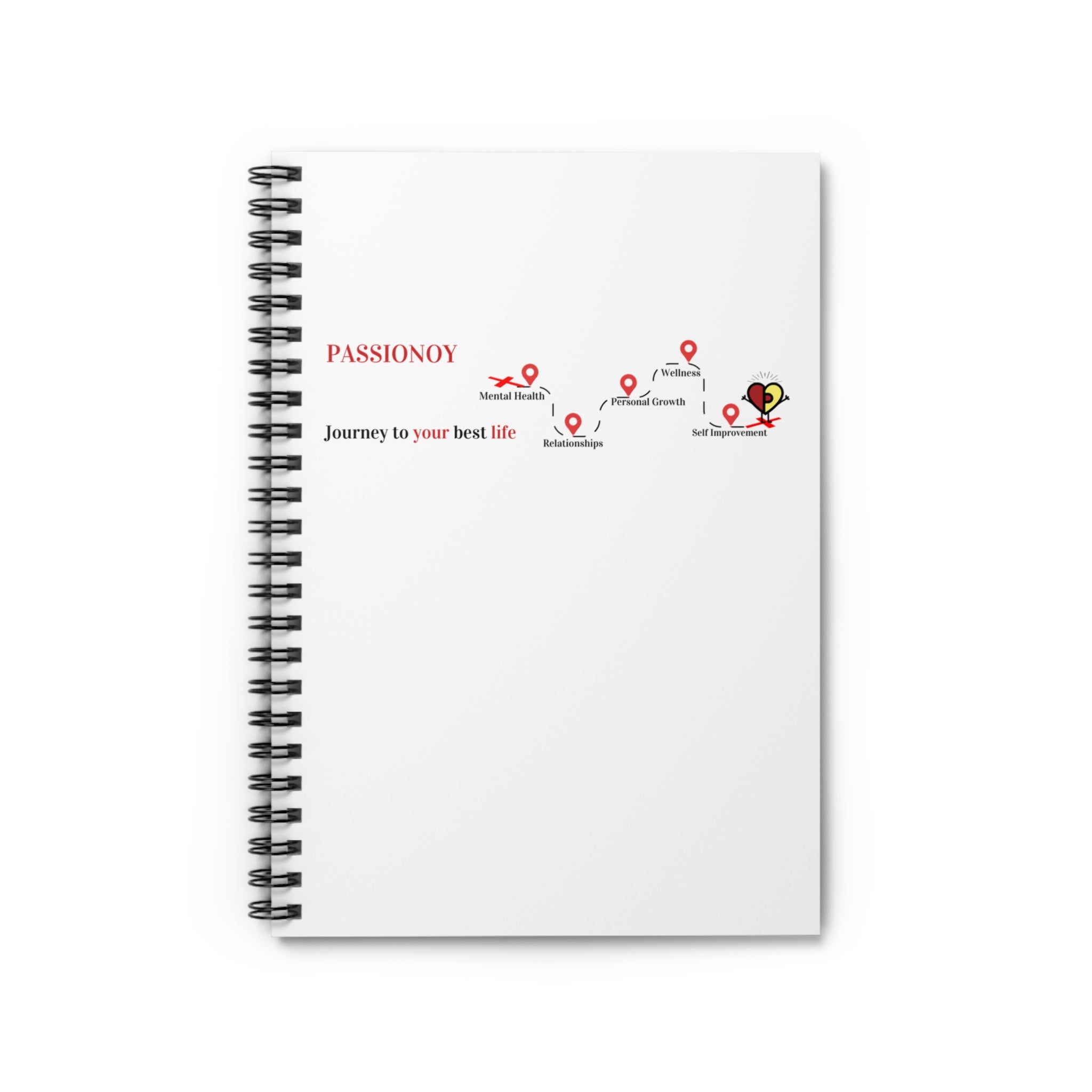 Passionoy Journey with PJ Banner Spiral Notebook - 118 Page Ruled Line Notebook for Everyday Use