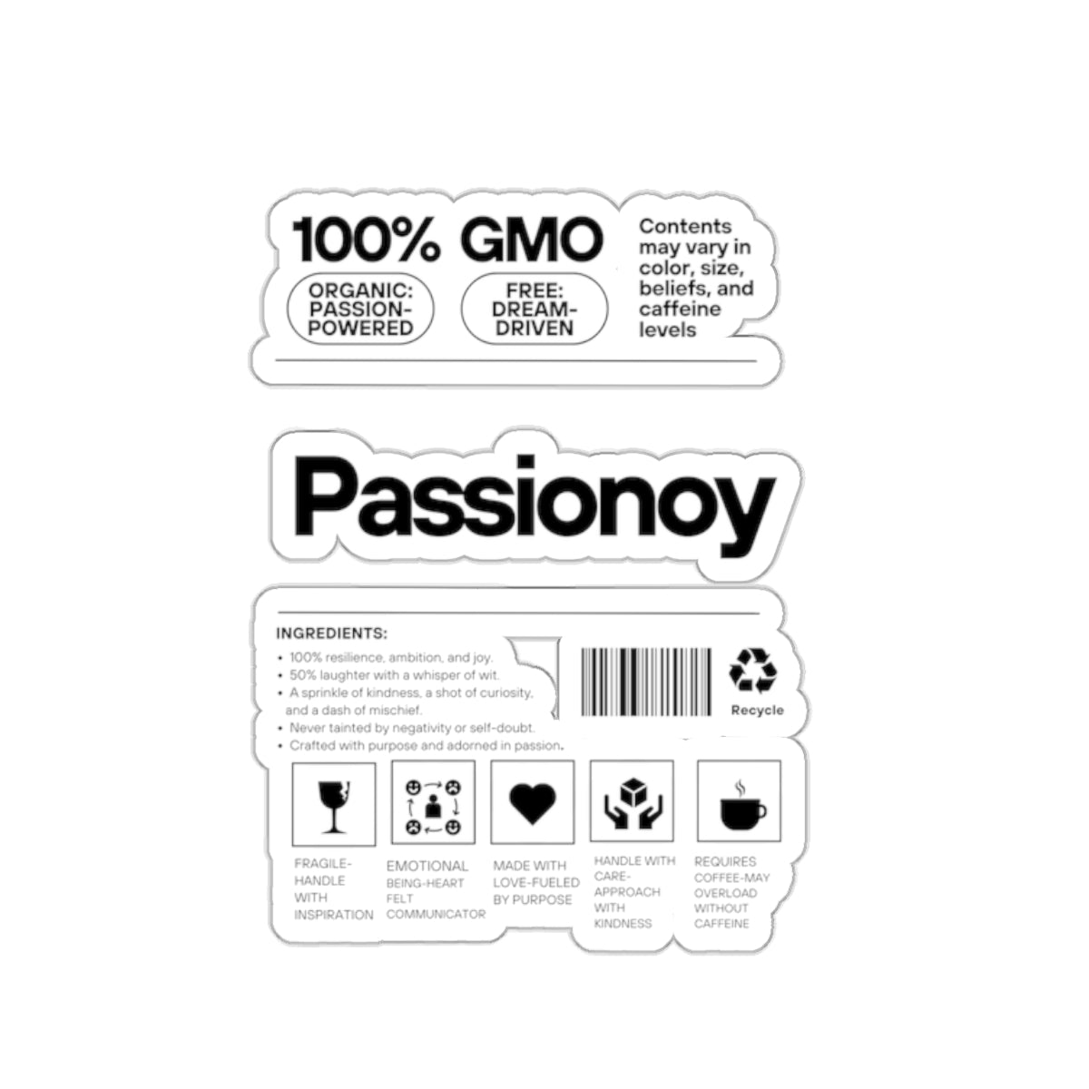 Passionoy Label Kiss-Cut Stickers - Custom Vinyl Stickers for Creative Decor