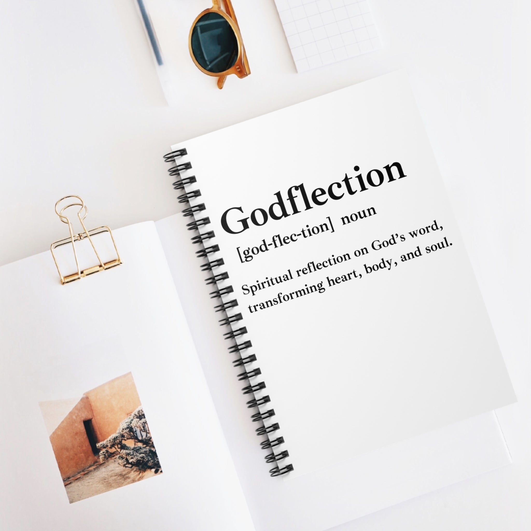 Godflection Spiral Notebook - 118 Page Ruled Line Notebook for Everyday Use