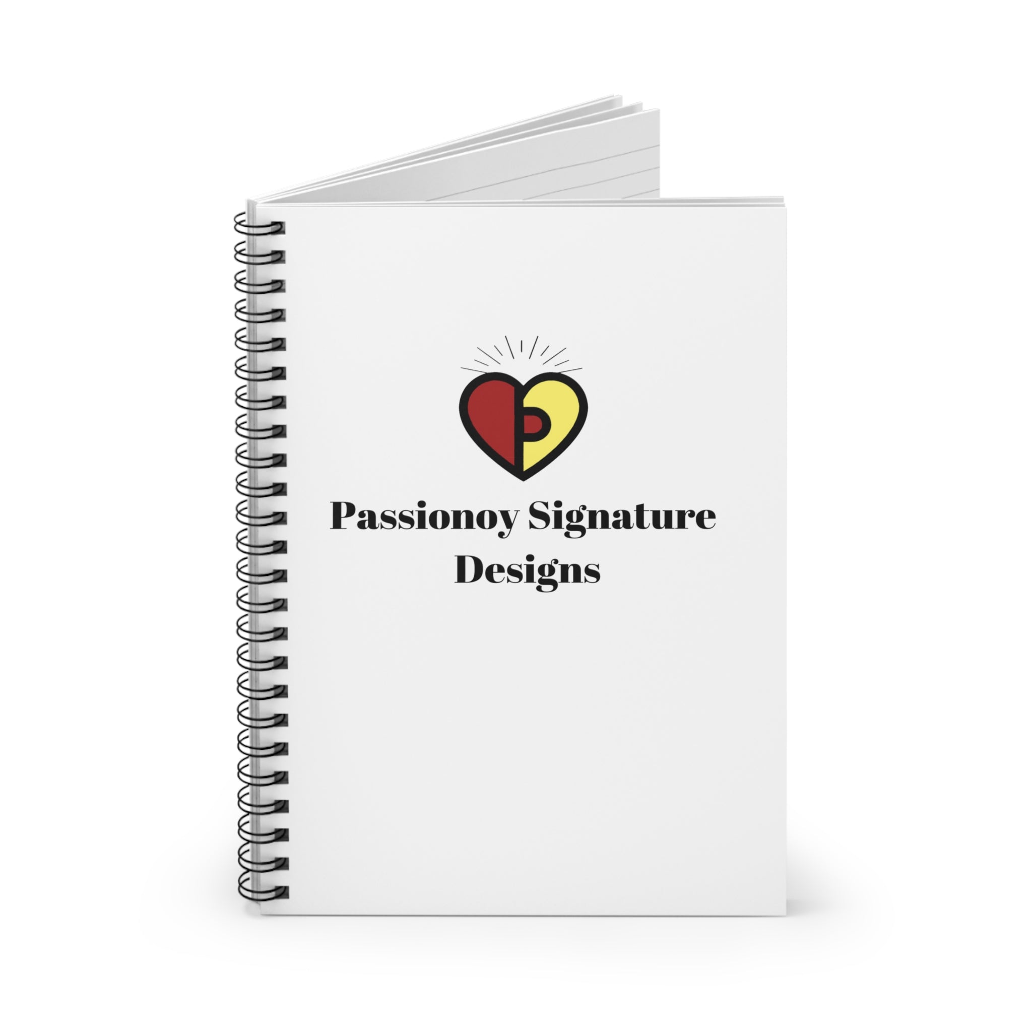 Passionoy Signature Designs Logo Spiral Notebook - 118 Page Ruled Line Notebook for Everyday Use