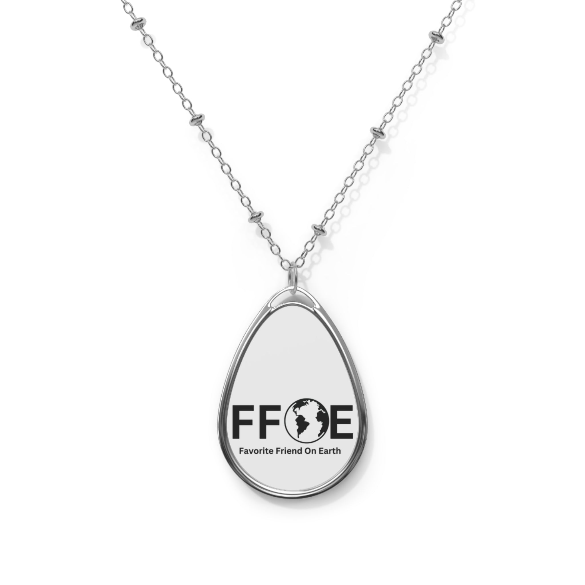 Favorite Friend on Earth (FFOE) Oval Necklace – Custom Zinc Alloy Pendant & Chain