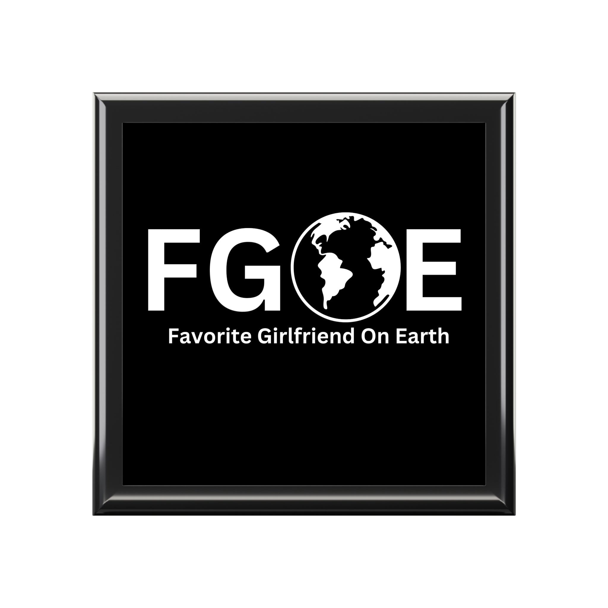 Favorite Girlfriend on Earth (FGOE) Personalized Jewelry Box – Ebony Black, Golden Oak, or Red Mahogany