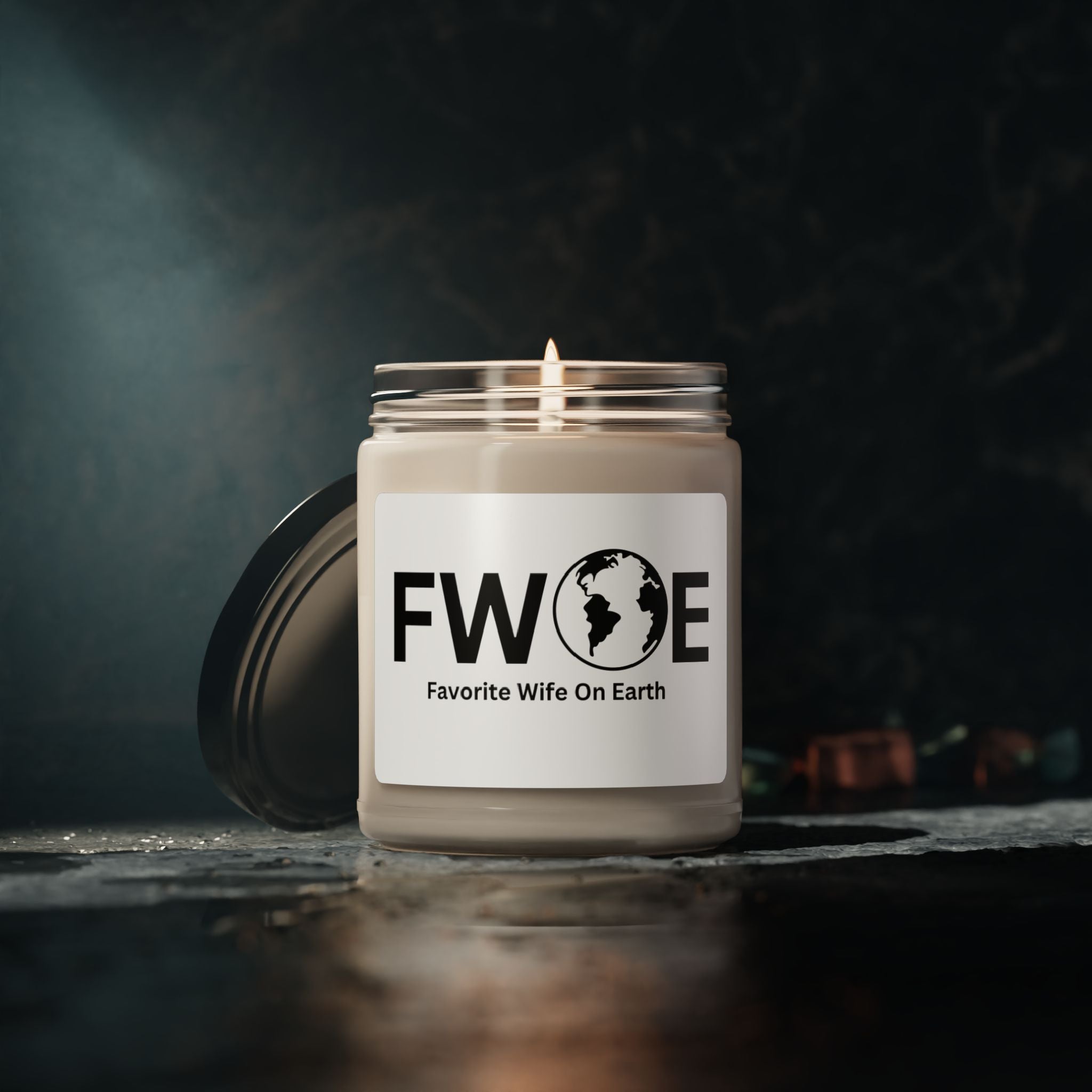 Favorite Wife On Earth (FWOE) Scented Soy Candle - 9oz Natural Wax Candle with Custom Label