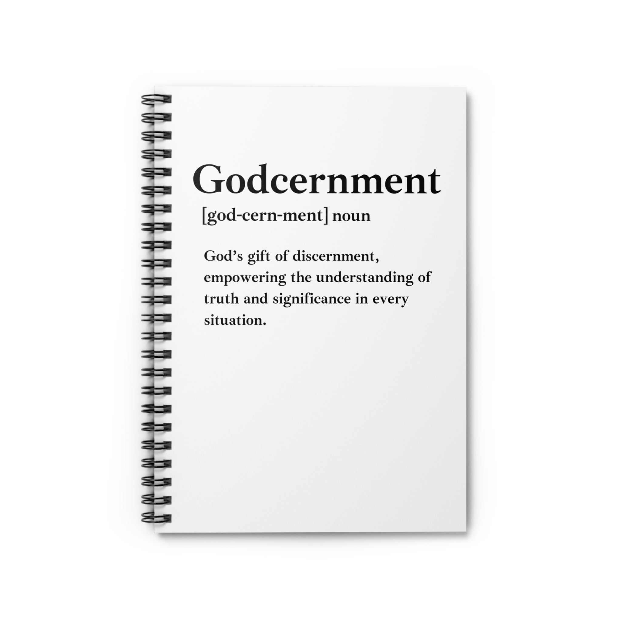 Godcernment Spiral Notebook - 118 Page Ruled Line Notebook for Everyday Use