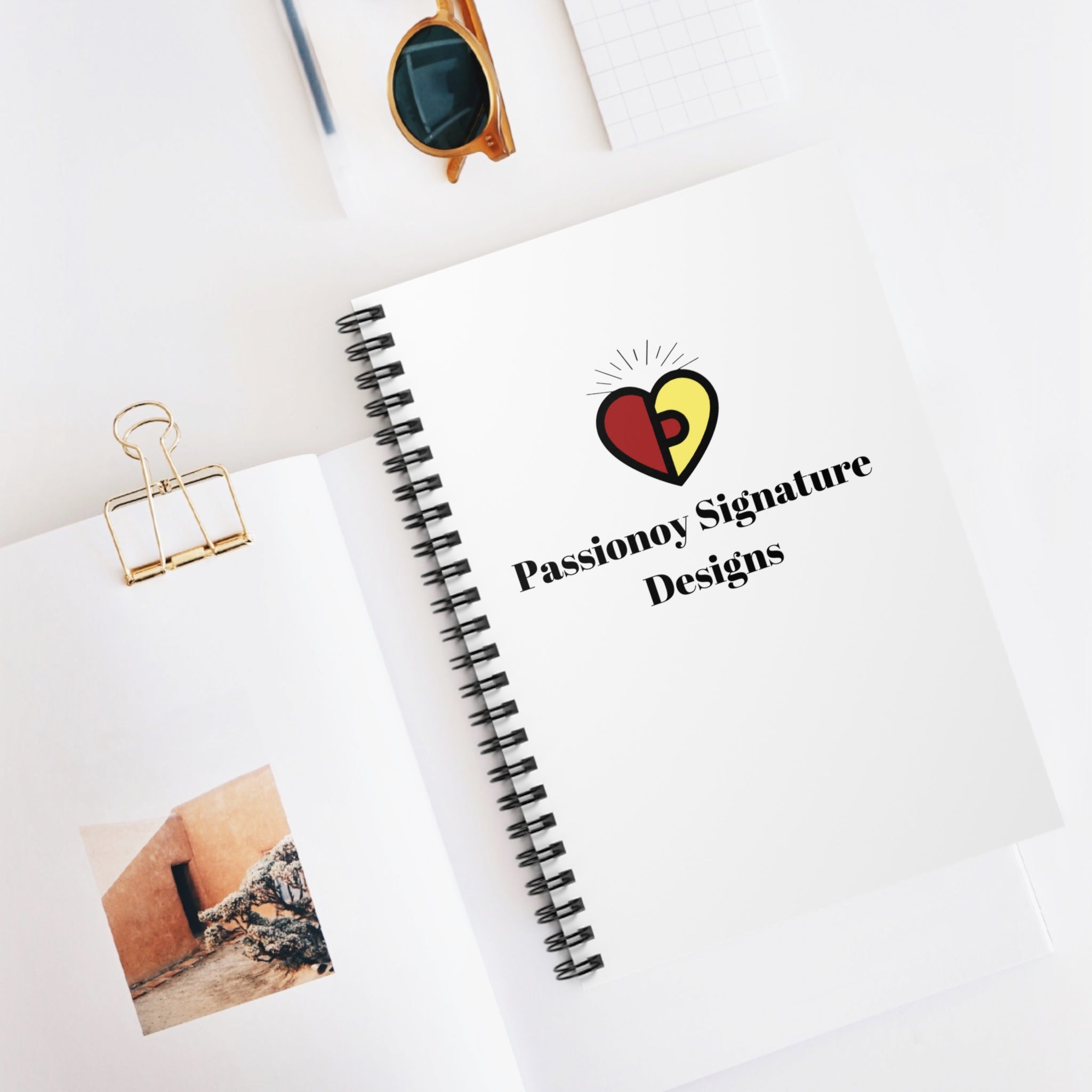 Passionoy Signature Designs Logo Spiral Notebook - 118 Page Ruled Line Notebook for Everyday Use