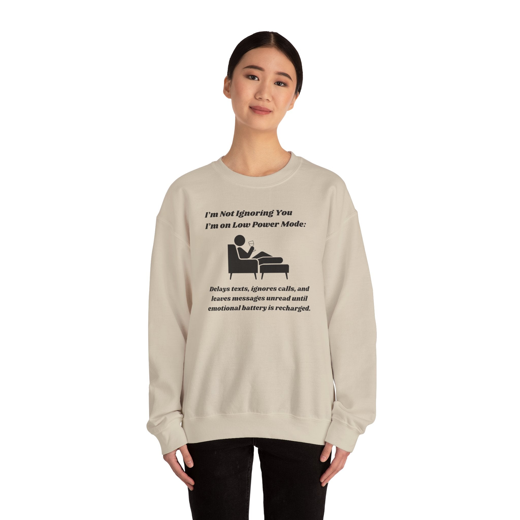 I'm Not Ignoring You—I'm on Low Power Mode Unisex Heavy Blend Crewneck Sweatshirt