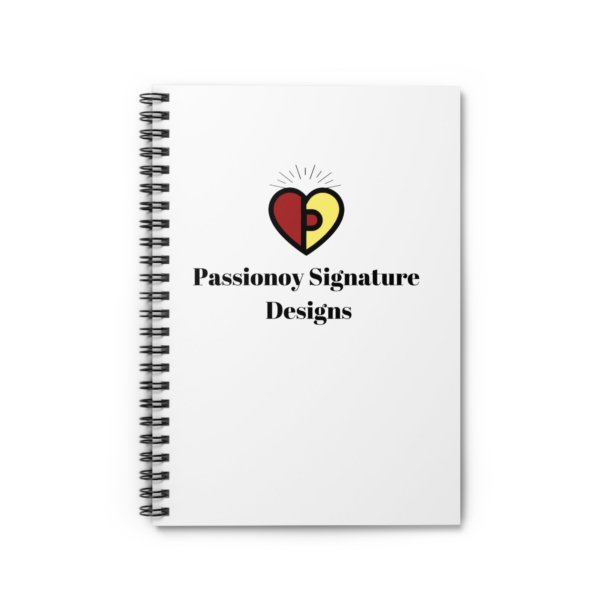 Passionoy Signature Designs Logo Spiral Notebook - 118 Page Ruled Line Notebook for Everyday Use