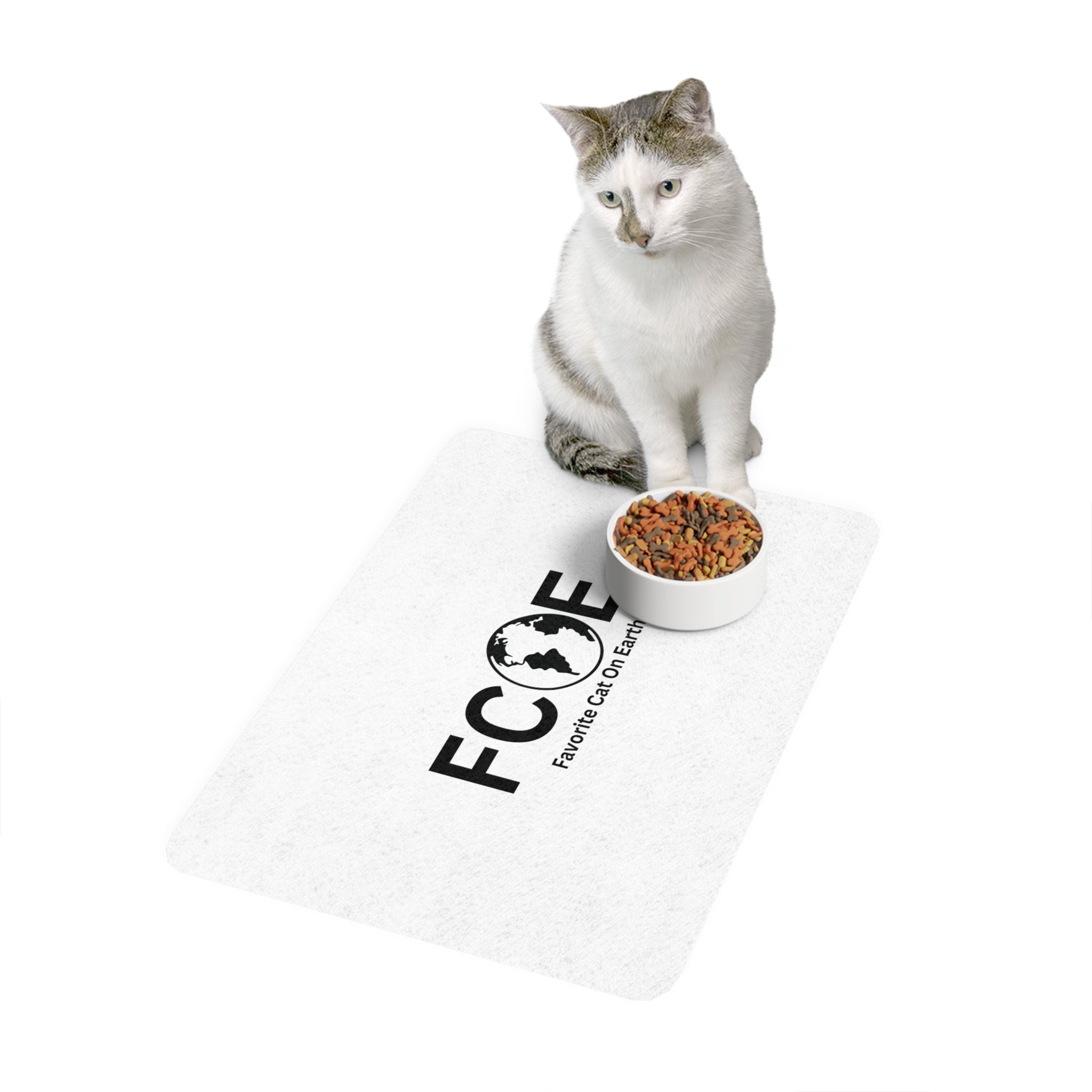 Favorite Cat On Earth (FCOE) Personalized Pet Food Mat - Stylish and Practical Feeding Mat