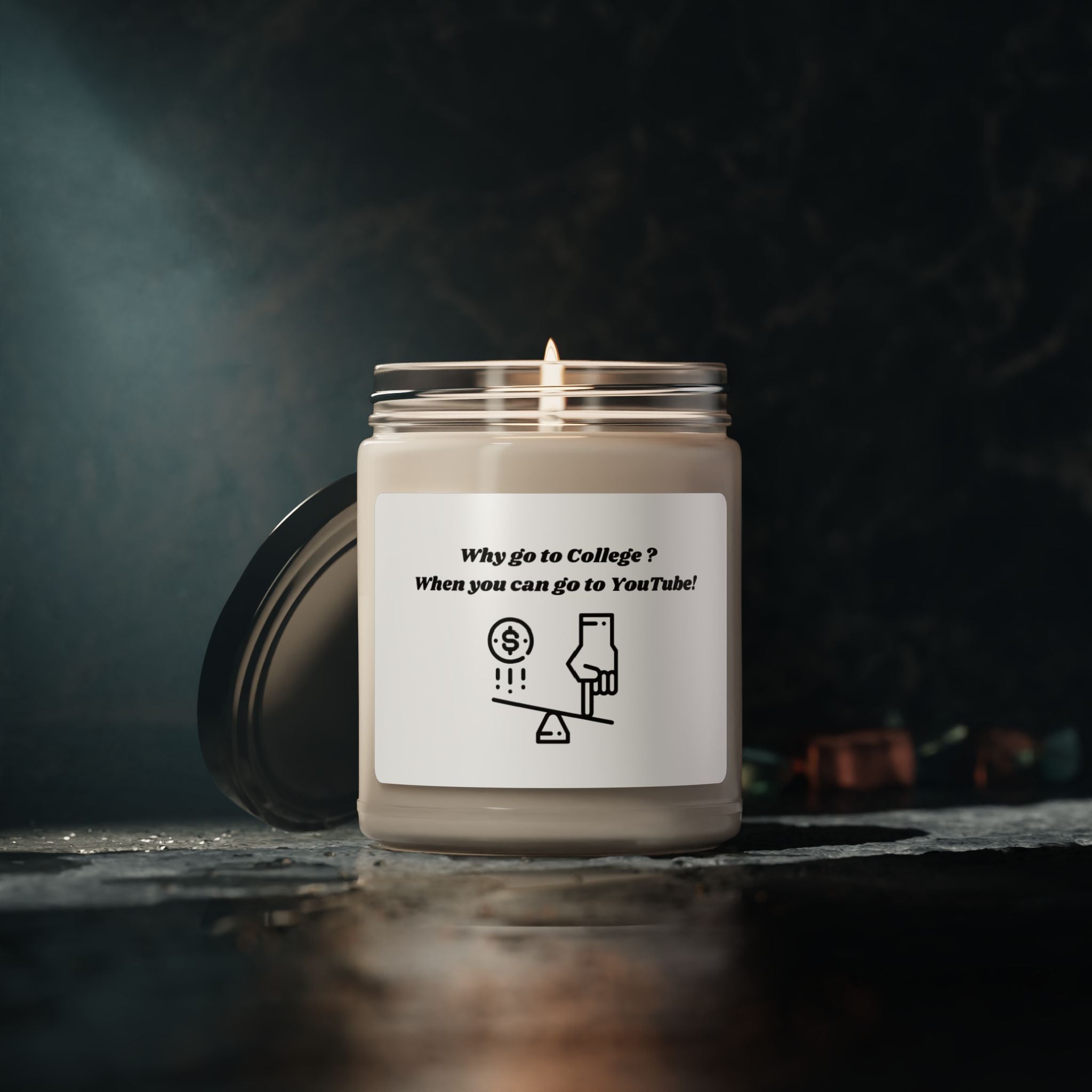 Why Go to College? When You Can Go to YouTube! Scented Soy Candle - 9oz Natural Wax Candle with Custom Label