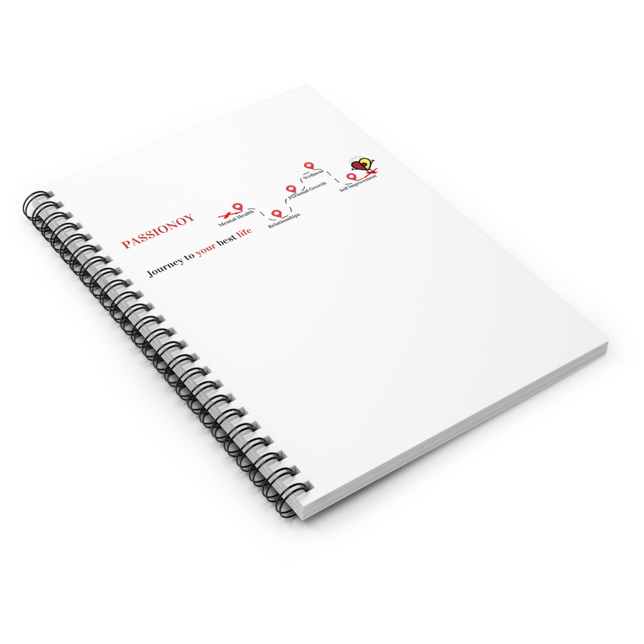 Passionoy Journey with PJ Banner Spiral Notebook - 118 Page Ruled Line Notebook for Everyday Use