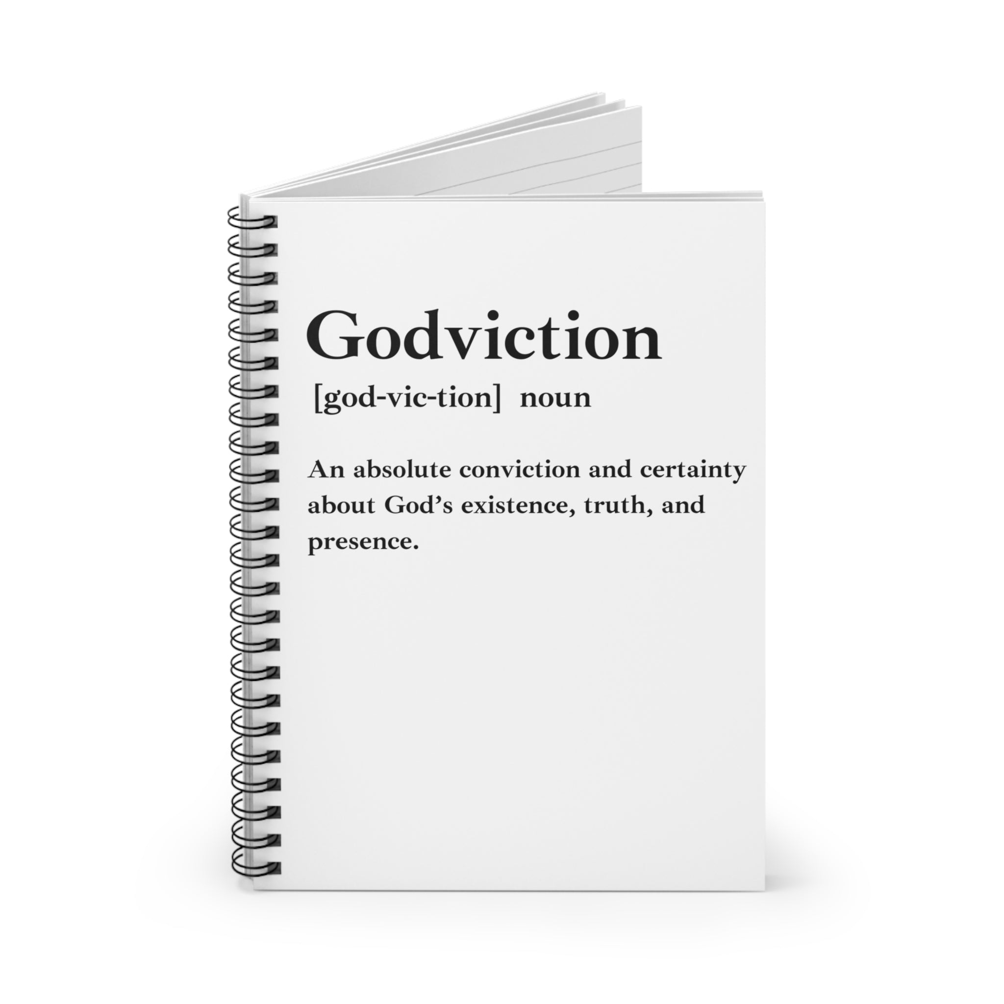 Godviction Spiral Notebook - 118 Page Ruled Line Notebook for Everyday Use