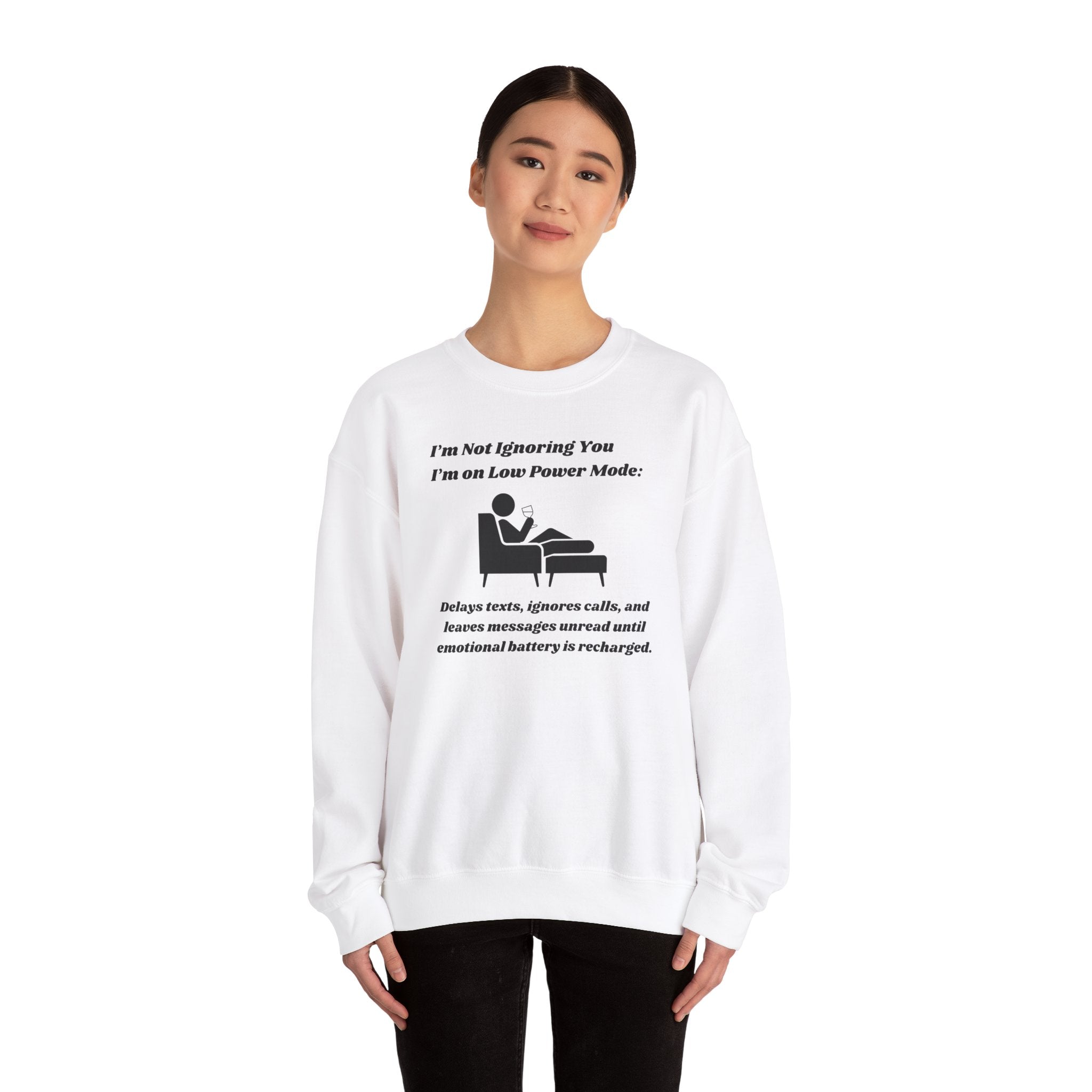 I'm Not Ignoring You—I'm on Low Power Mode Unisex Heavy Blend Crewneck Sweatshirt