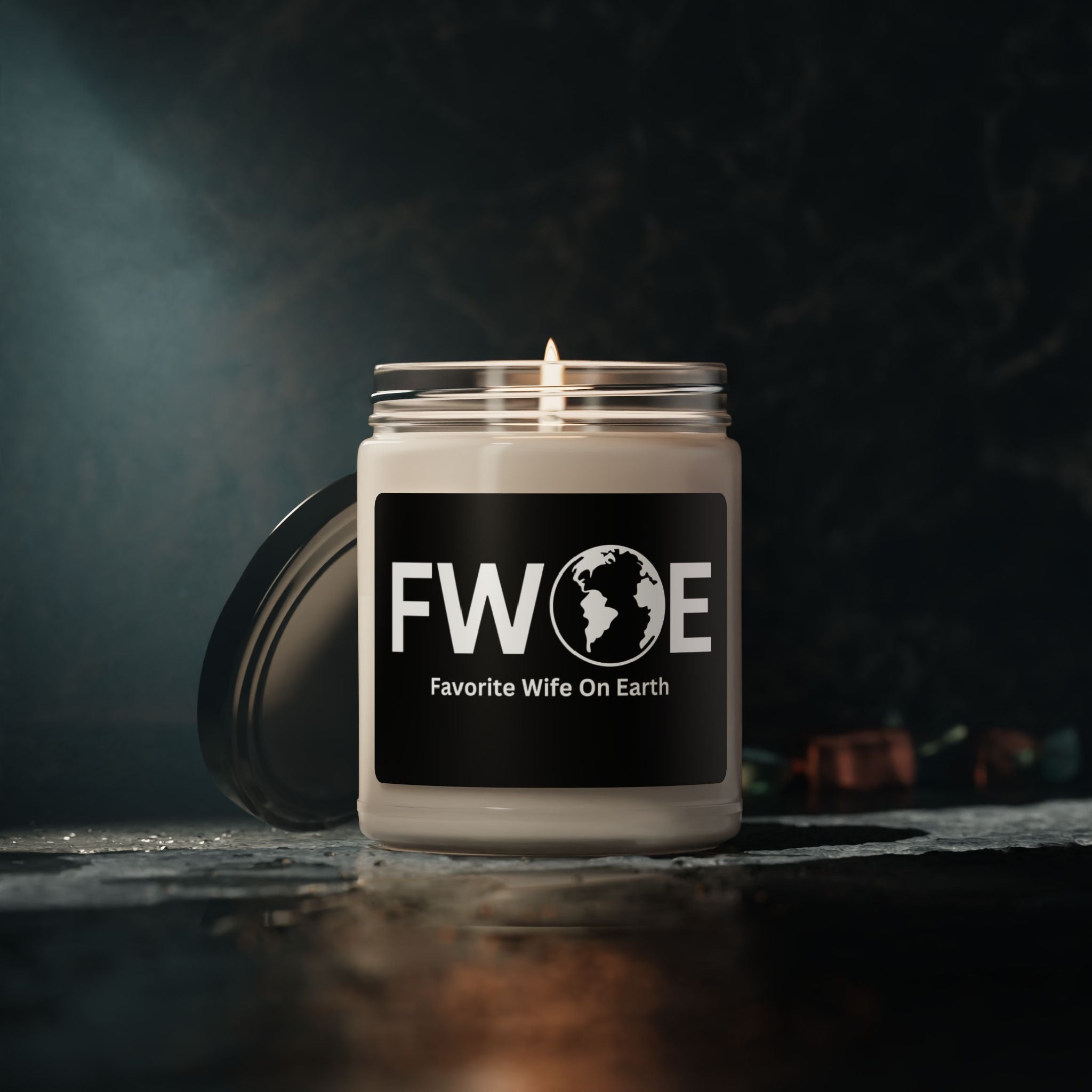 Favorite Wife On Earth (FWOE) Scented Soy Candle - 9oz Natural Wax Candle with Custom Label