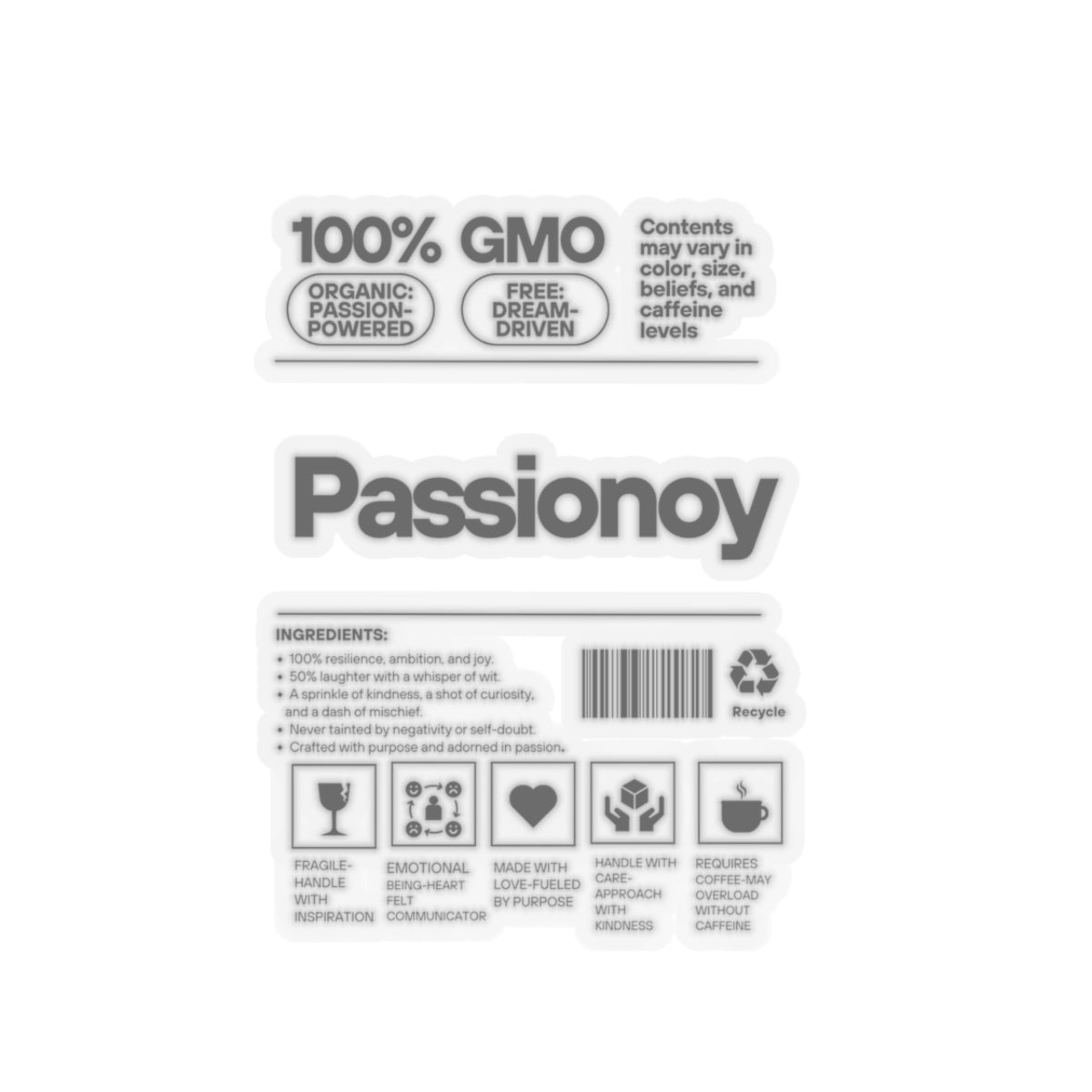 Passionoy Label Kiss-Cut Stickers - Custom Vinyl Stickers for Creative Decor