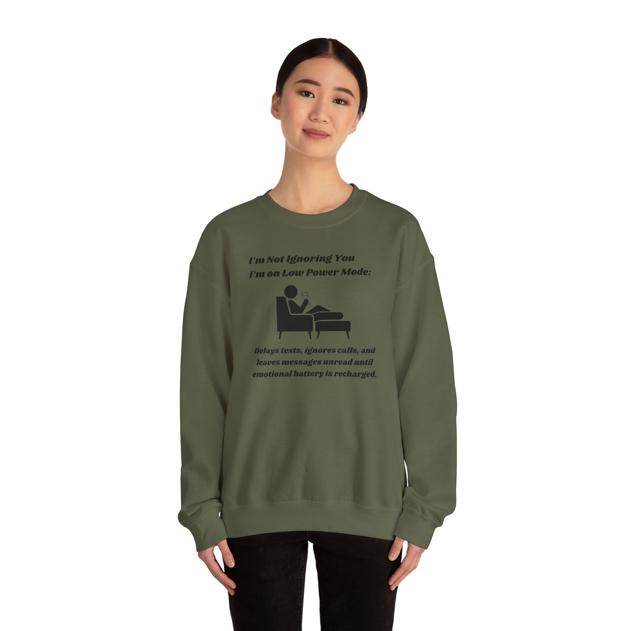 I'm Not Ignoring You—I'm on Low Power Mode Unisex Heavy Blend Crewneck Sweatshirt