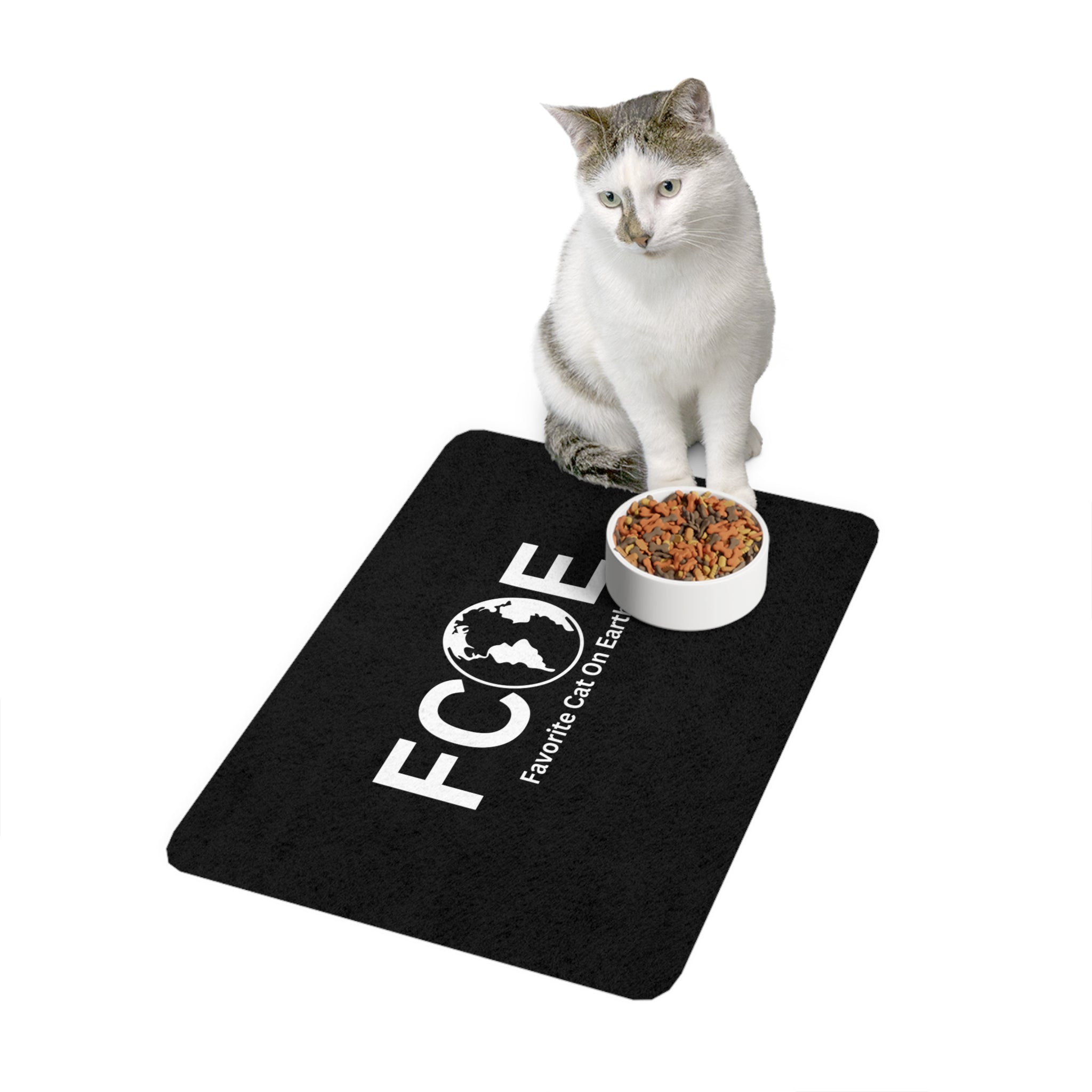 Favorite Cat On Earth (FCOE) Personalized Pet Food Mat - Stylish and Practical Feeding Mat