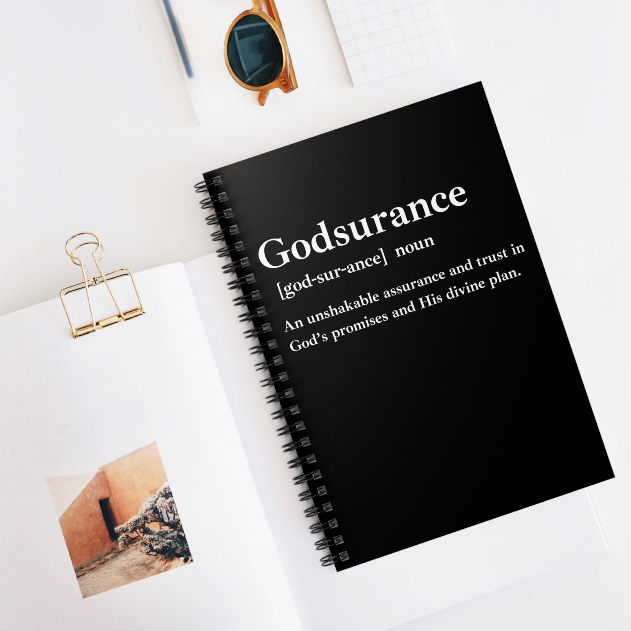 Godsurance Spiral Notebook - 118 Page Ruled Line Notebook for Everyday Use