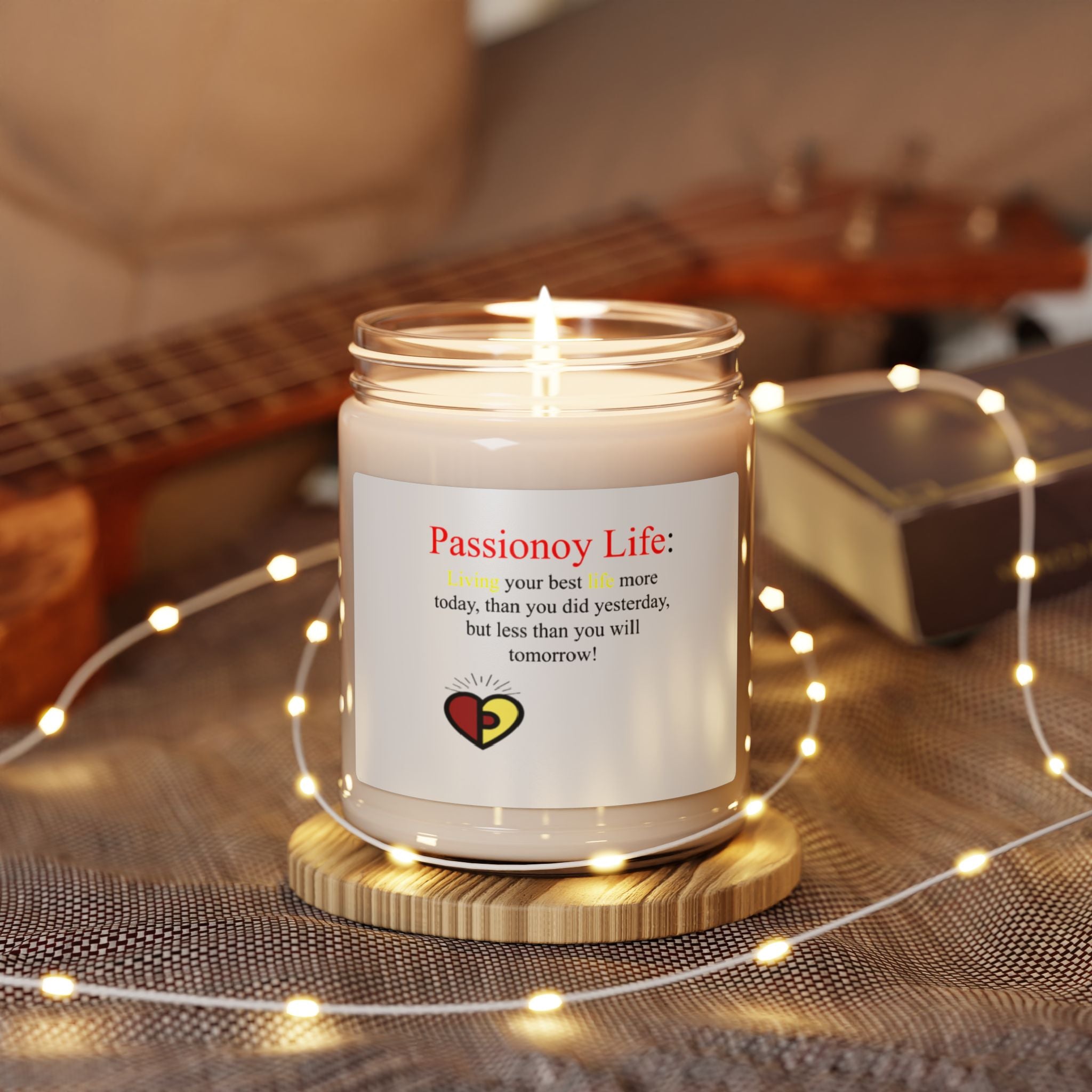 Passionoy Life Slogan Scented Soy Candle - 9oz Natural Wax Candle with Custom Label