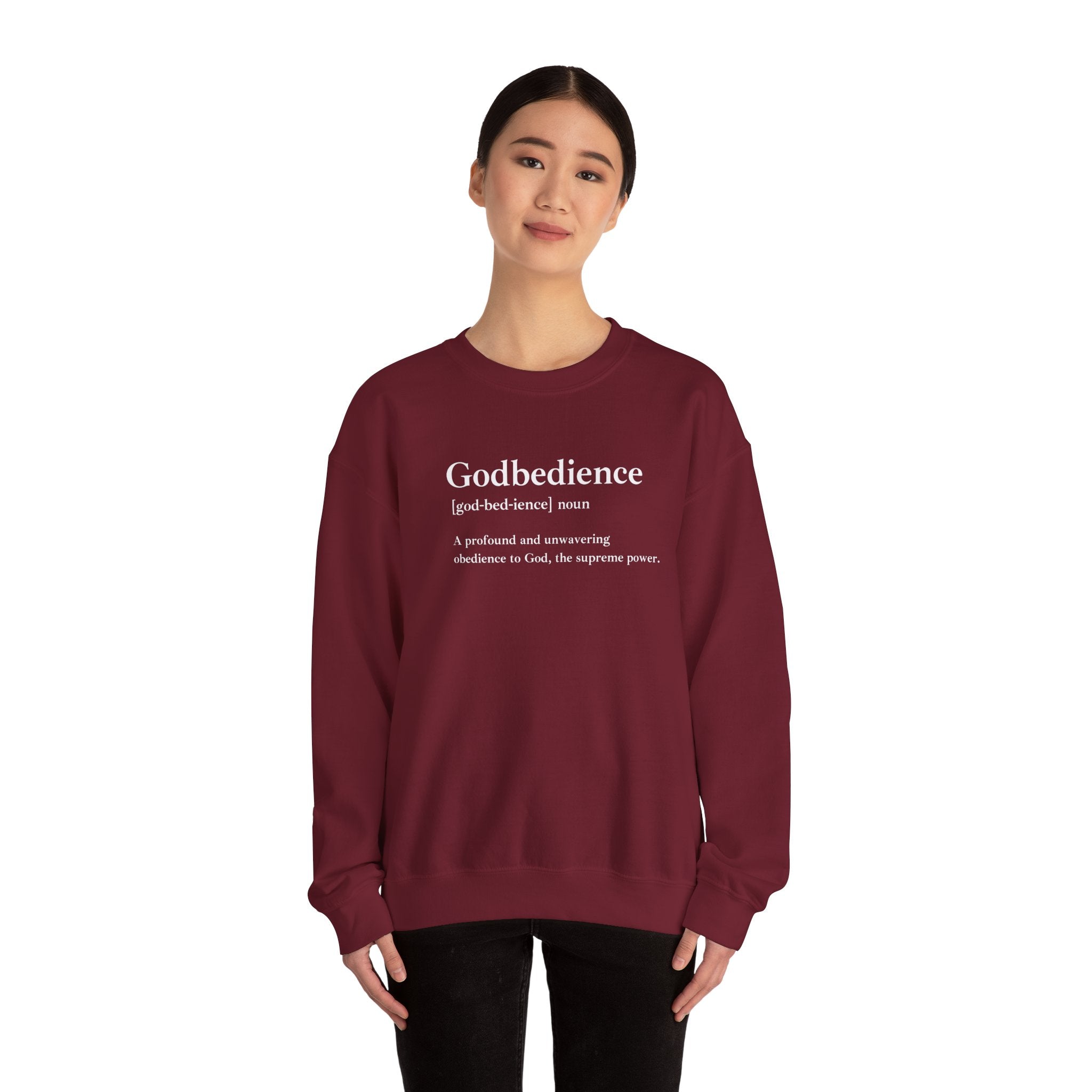 Godbedience Unisex Heavy Blend™ Crewneck Sweatshirt | Comfortable & Durable Everyday Wear