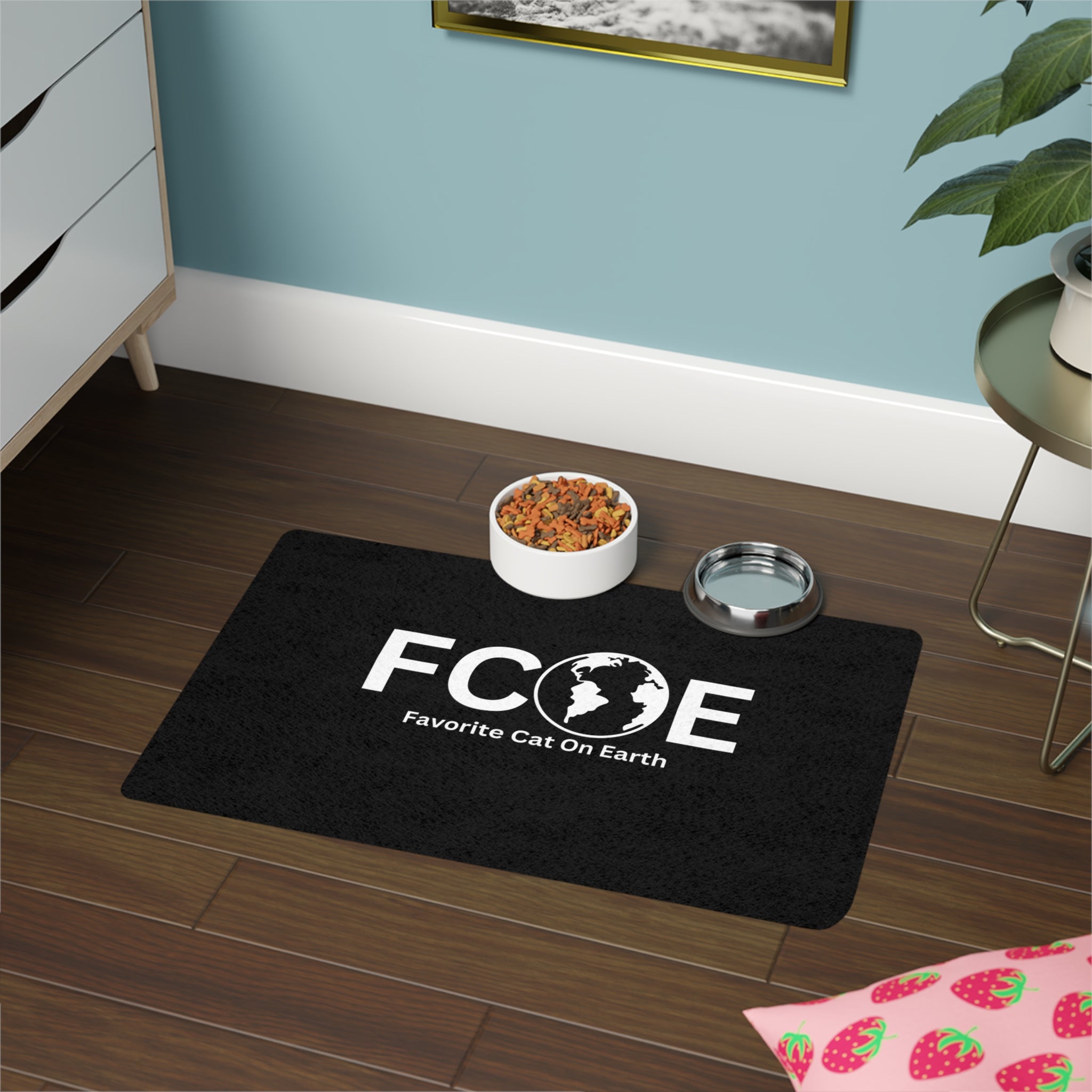 Favorite Cat On Earth (FCOE) Personalized Pet Food Mat - Stylish and Practical Feeding Mat