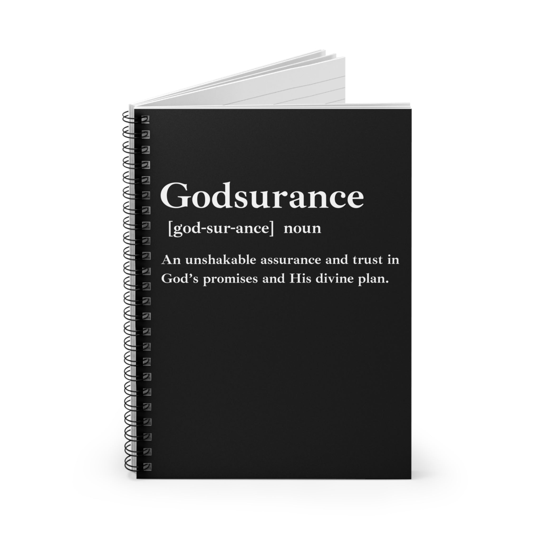 Godsurance Spiral Notebook - 118 Page Ruled Line Notebook for Everyday Use
