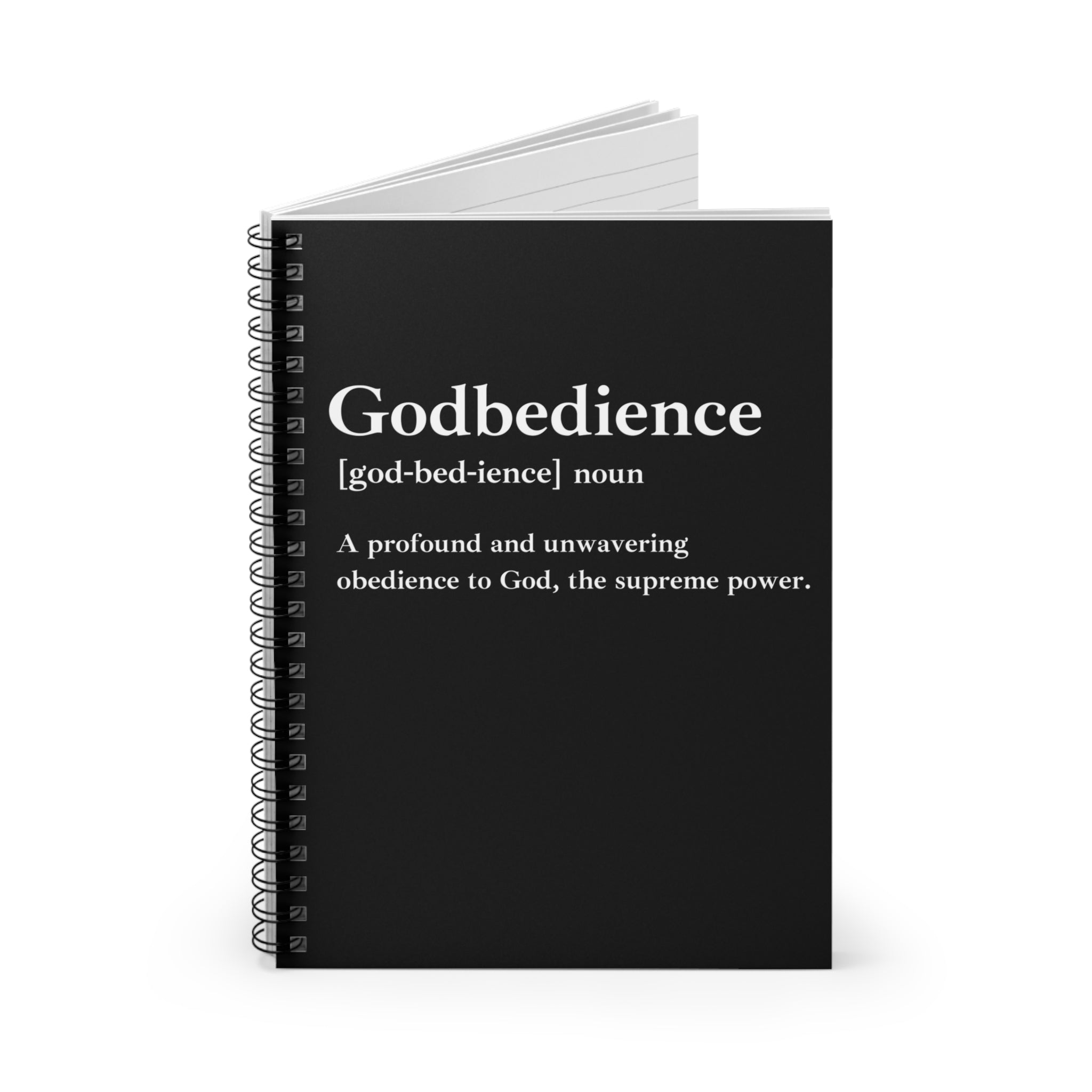 Godbedience Spiral Notebook - 118 Page Ruled Line Notebook for Everyday Use