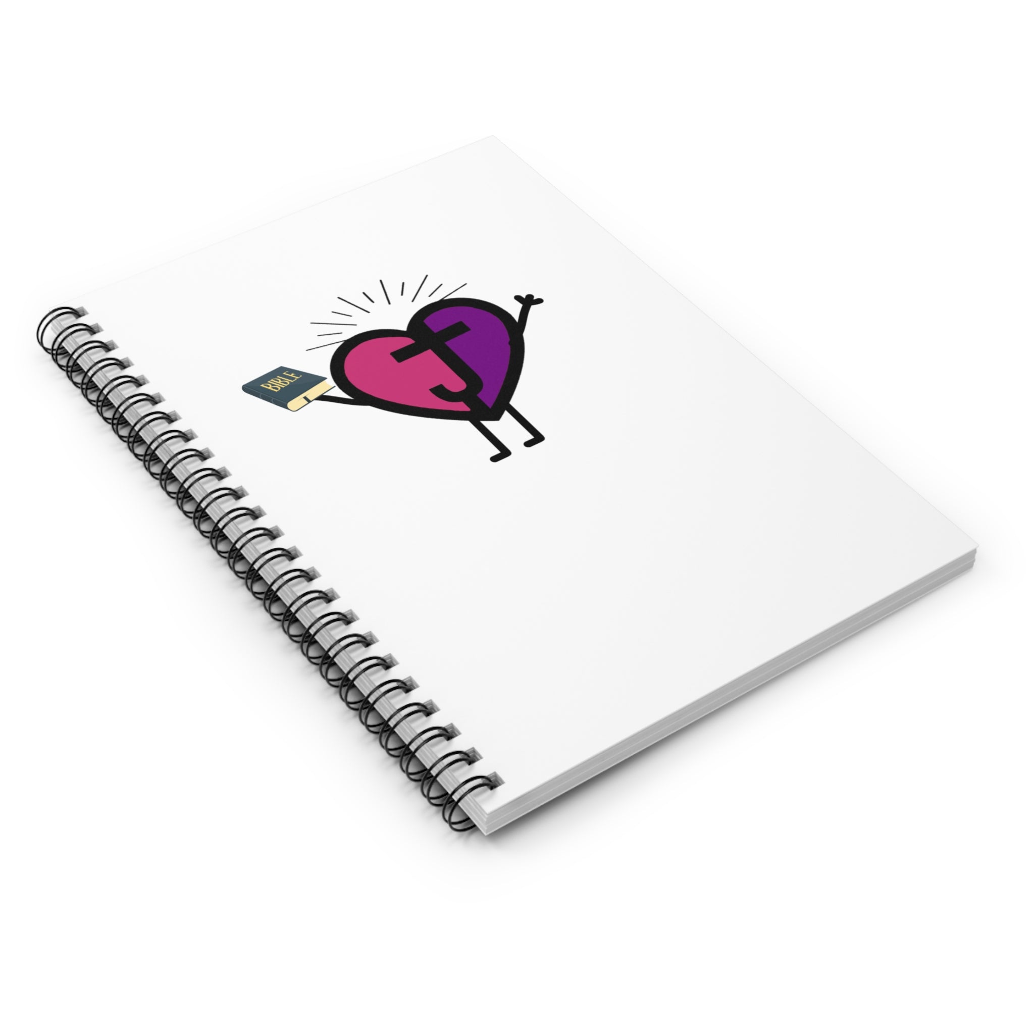 Joy Passionoy Mascot Holding the Bible Spiral Notebook - 118 Page Ruled Line Notebook for Everyday Use