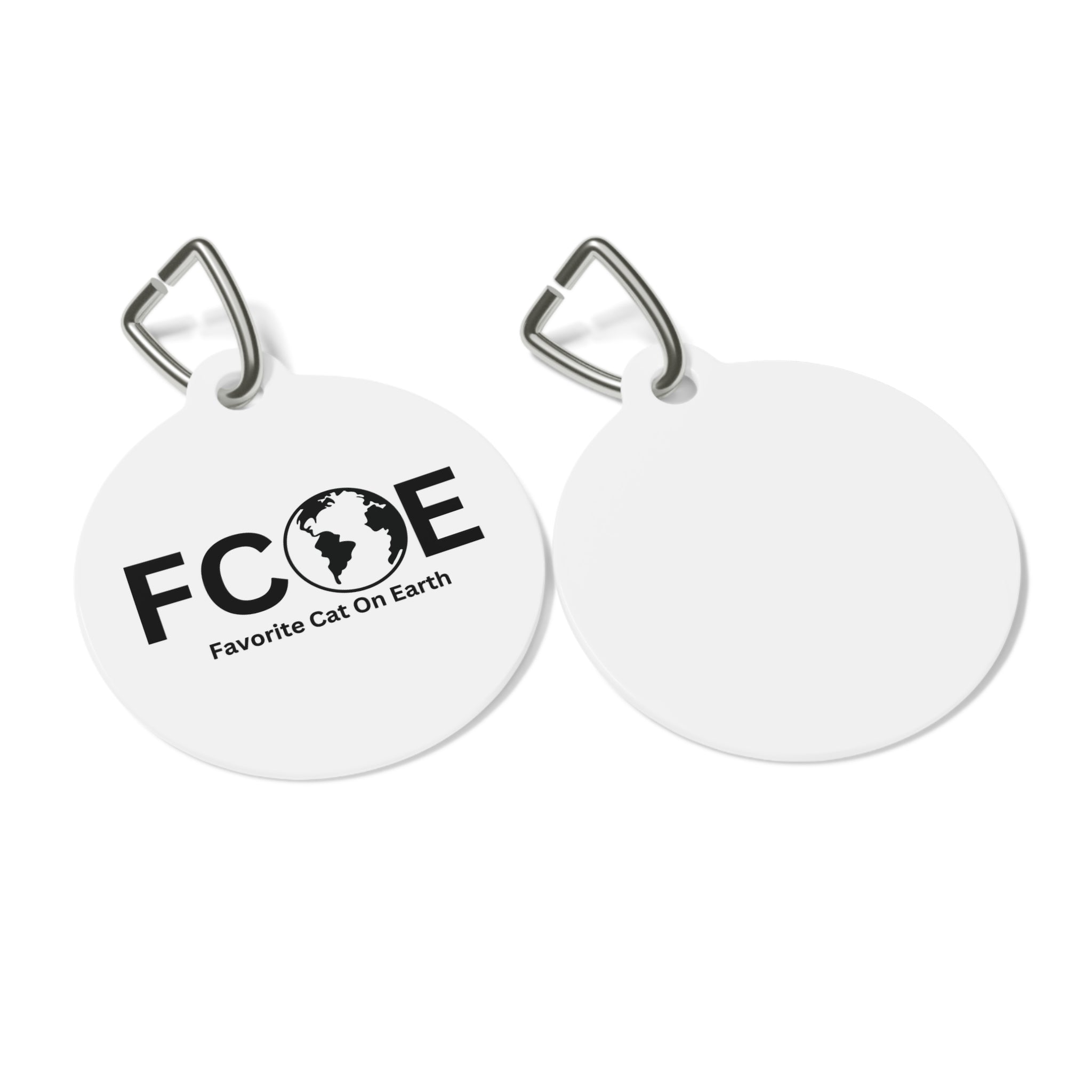 Favorite Cat On Earth (FCOE) - White Personalized Pet Tag