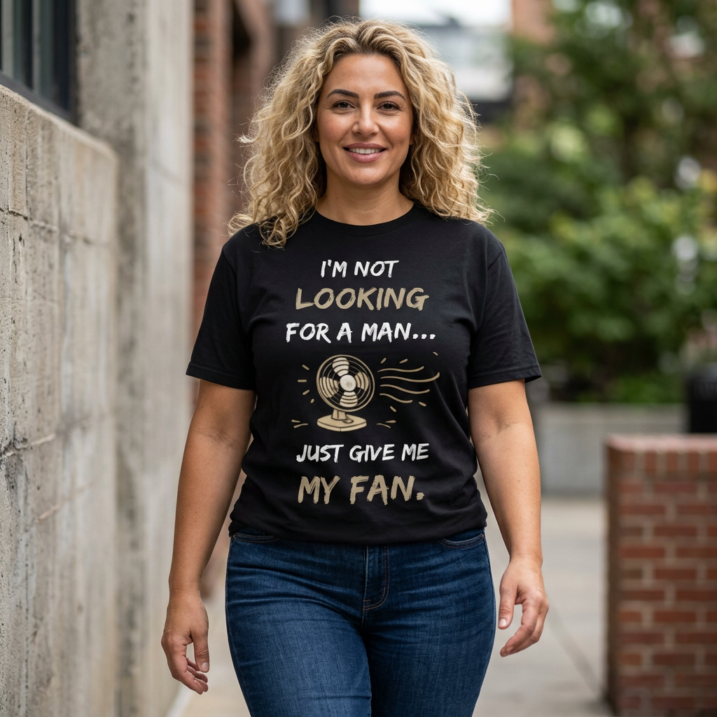 I’m Not Looking for a Man… Just Give Me My Fan- Funny Menopause Shirt