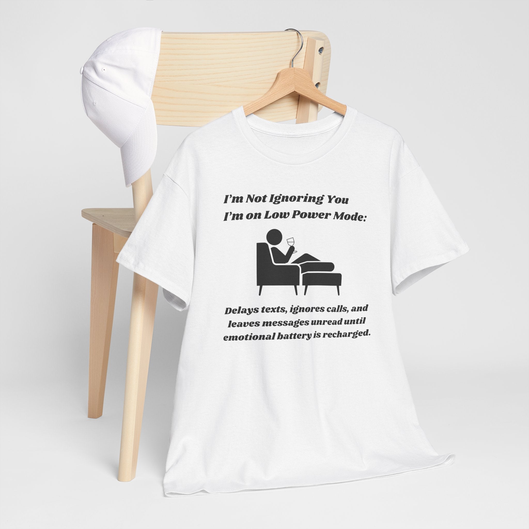 I'm Not Ignoring You, I'm on Low Power Mode T-Shirt - Funny Tech Humor Tee for Men and Women