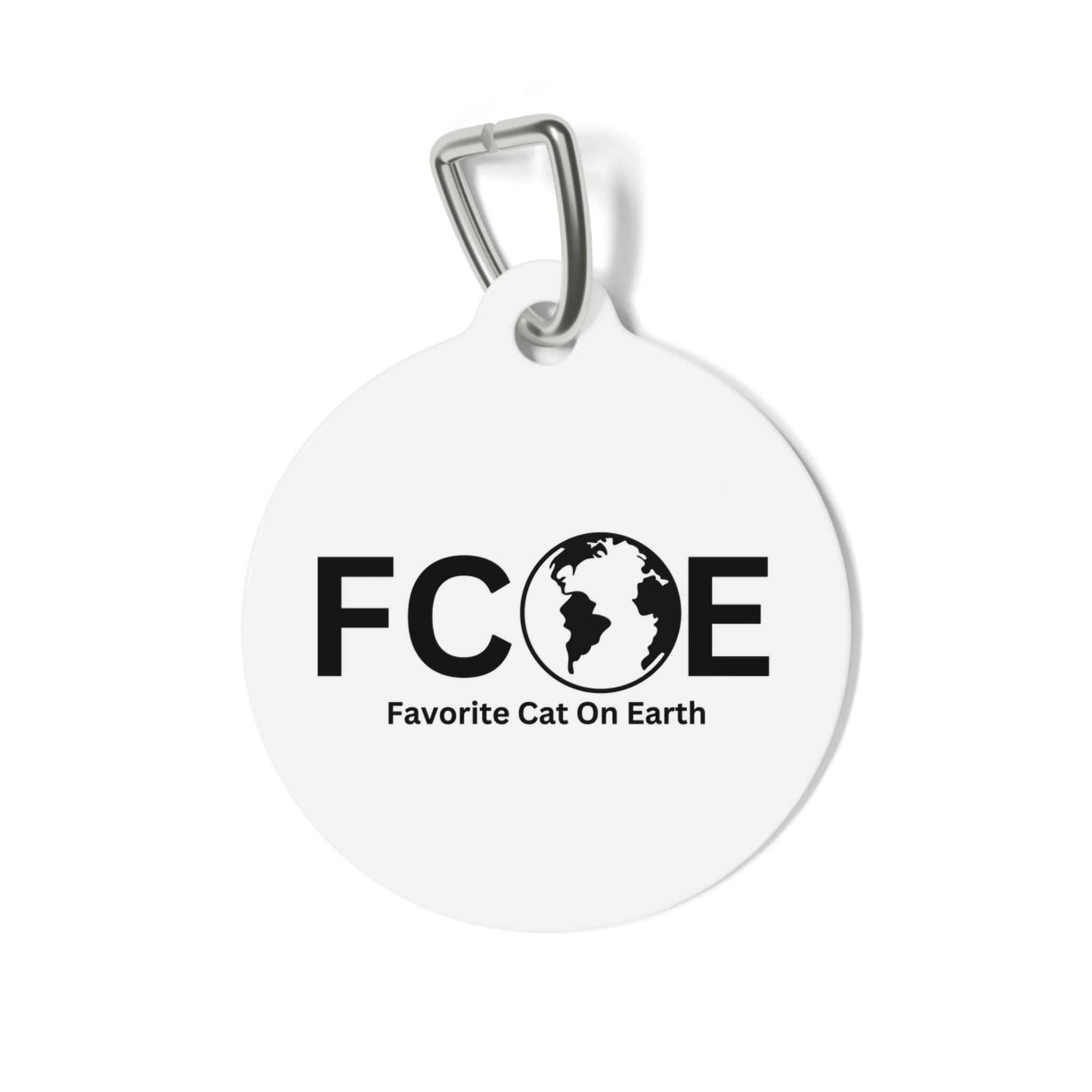 Favorite Cat On Earth (FCOE) - White Personalized Pet Tag