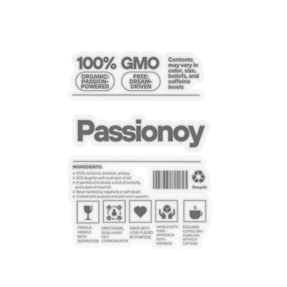 Passionoy Label Kiss-Cut Stickers - Custom Vinyl Stickers for Creative Decor