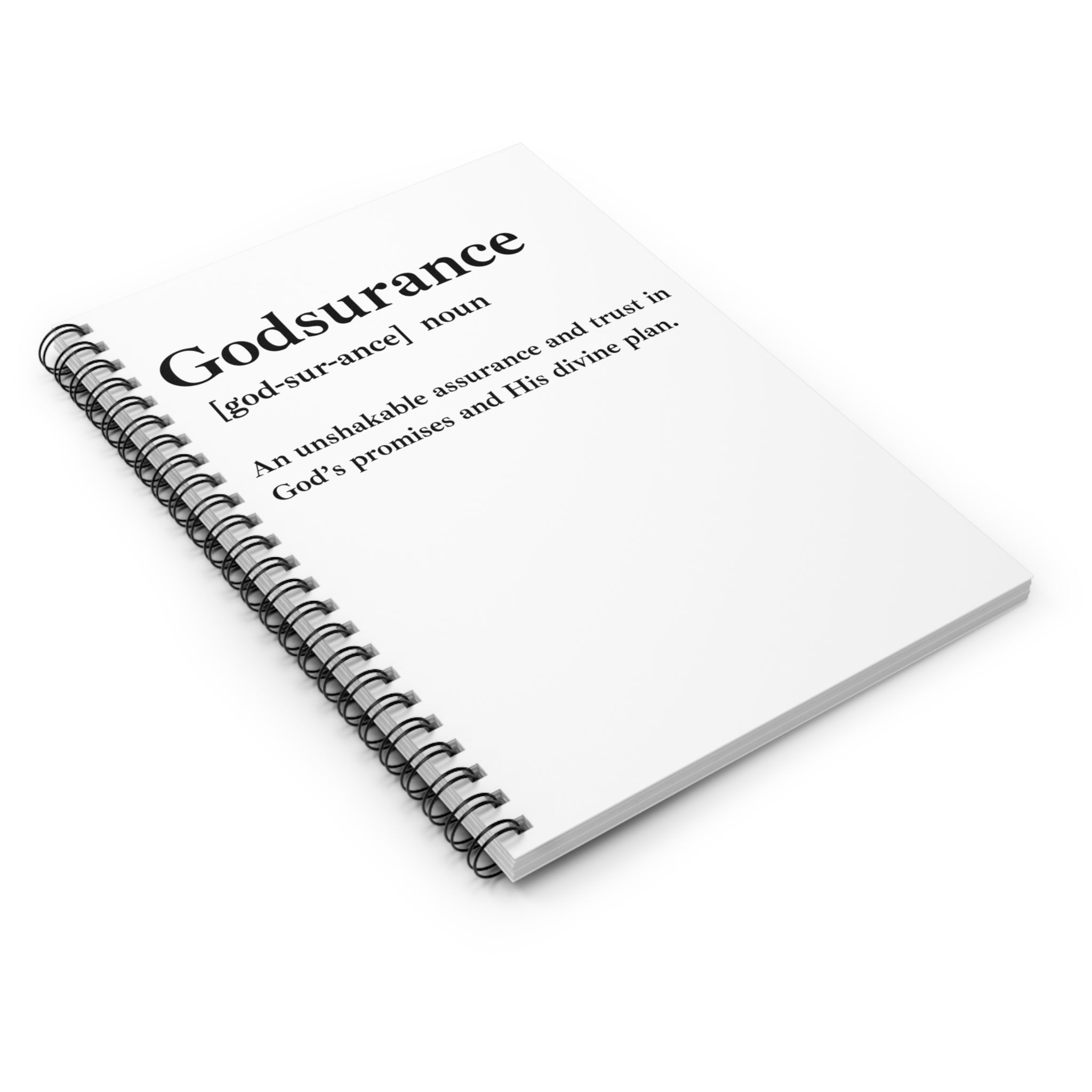 Godsurance Spiral Notebook - 118 Page Ruled Line Notebook for Everyday Use
