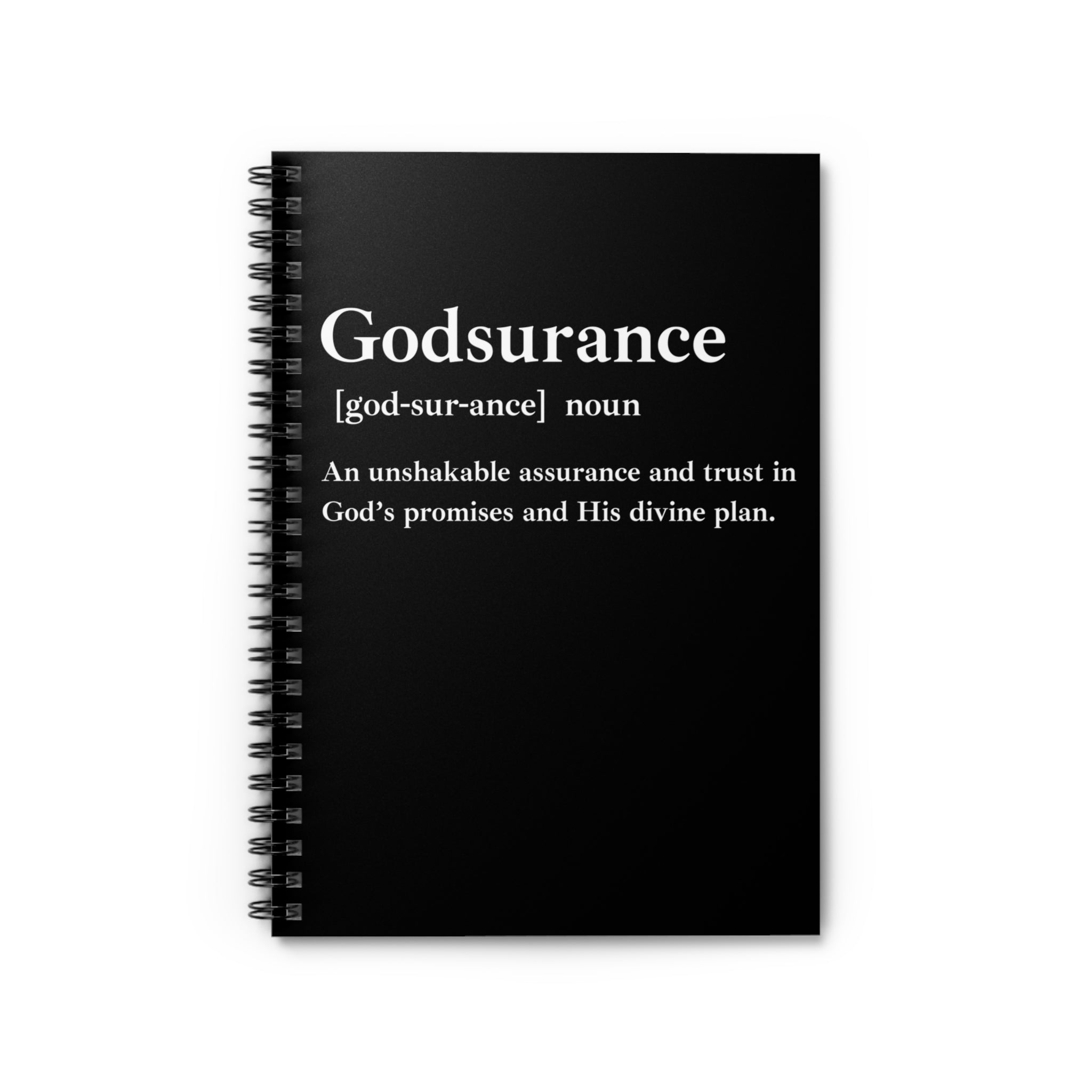Godsurance Spiral Notebook - 118 Page Ruled Line Notebook for Everyday Use