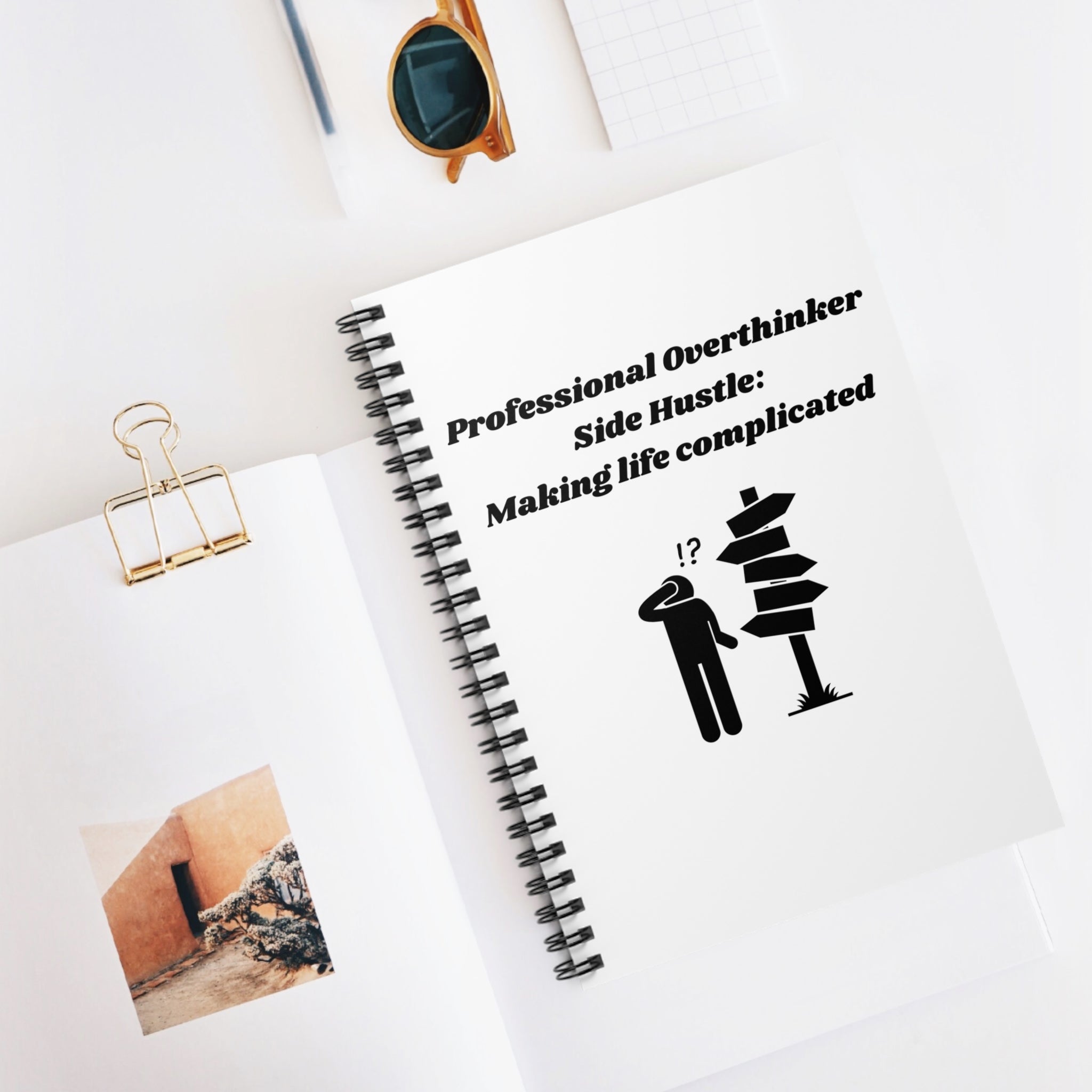 Professional Overthinker Side Hustle Making Life Complicated Spiral Notebook - 118 Page Ruled Line Notebook for Everyday Use