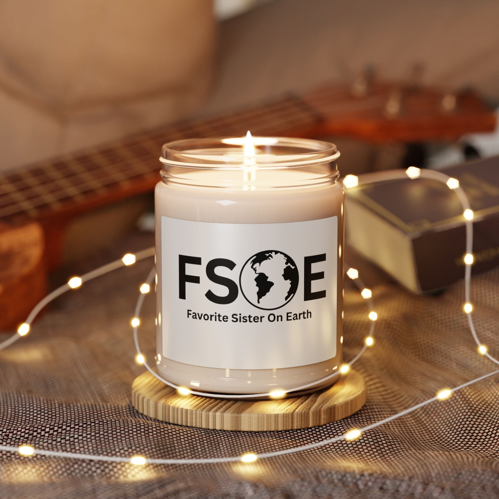 Favorite Sister On Earth (FSOE) Scented Soy Candle - 9oz Natural Wax Candle with Custom Label
