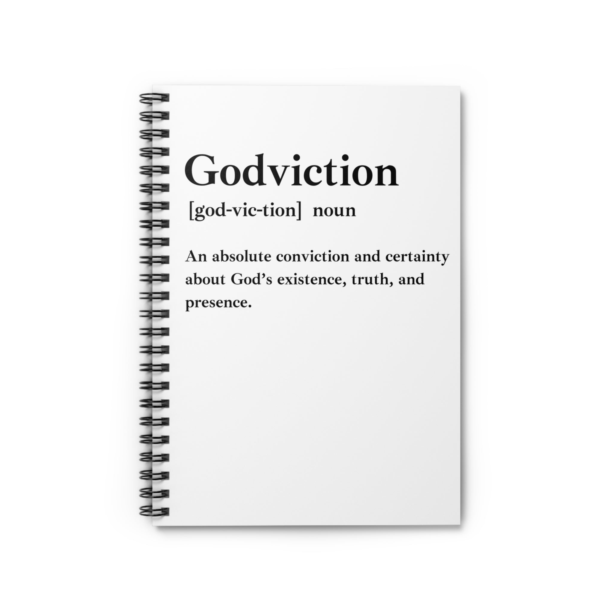 Godviction Spiral Notebook - 118 Page Ruled Line Notebook for Everyday Use