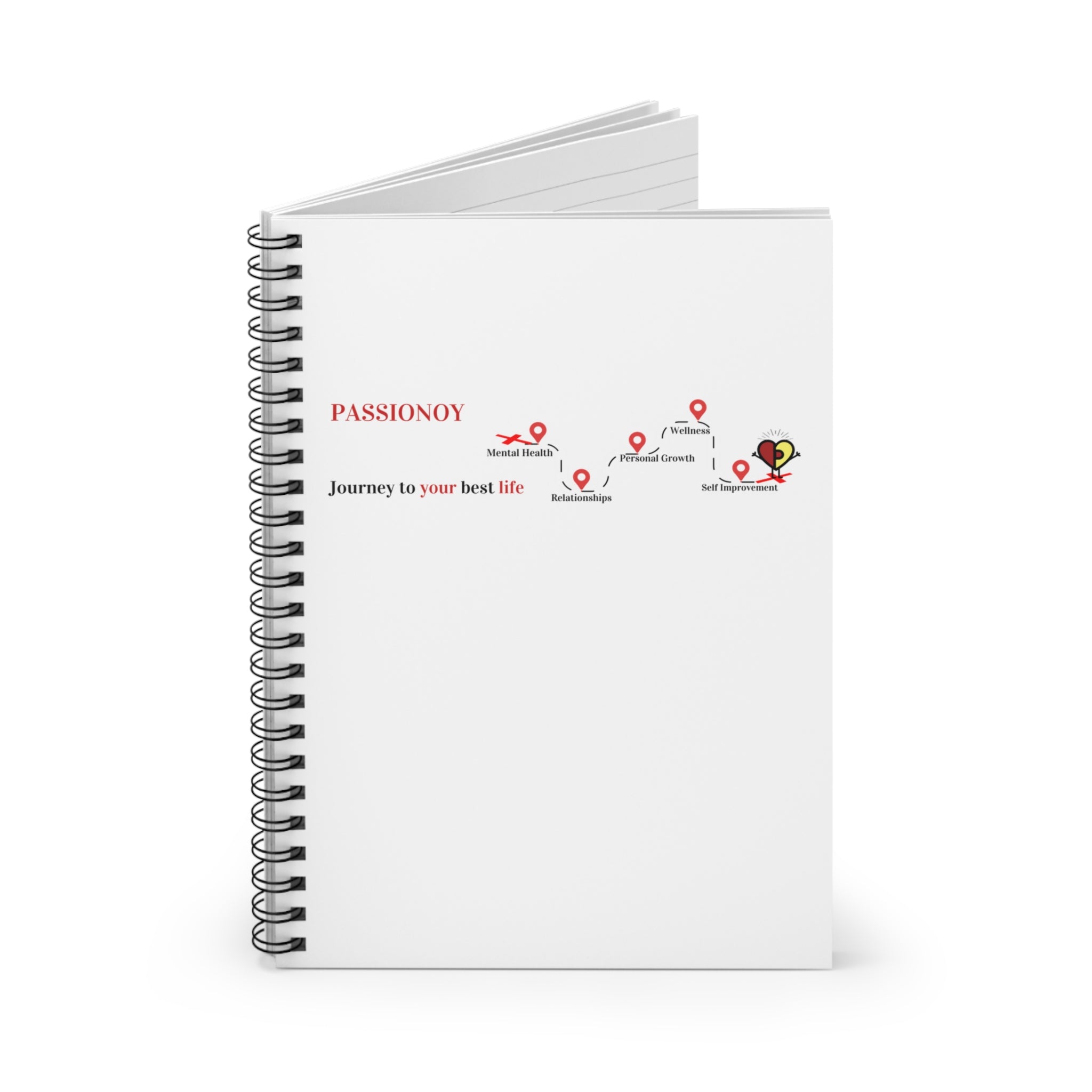 Passionoy Journey with PJ Banner Spiral Notebook - 118 Page Ruled Line Notebook for Everyday Use