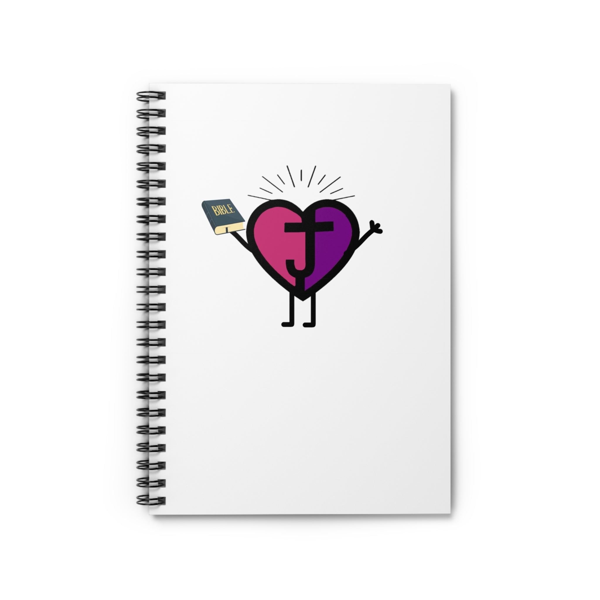 Joy Passionoy Mascot Holding the Bible Spiral Notebook - 118 Page Ruled Line Notebook for Everyday Use