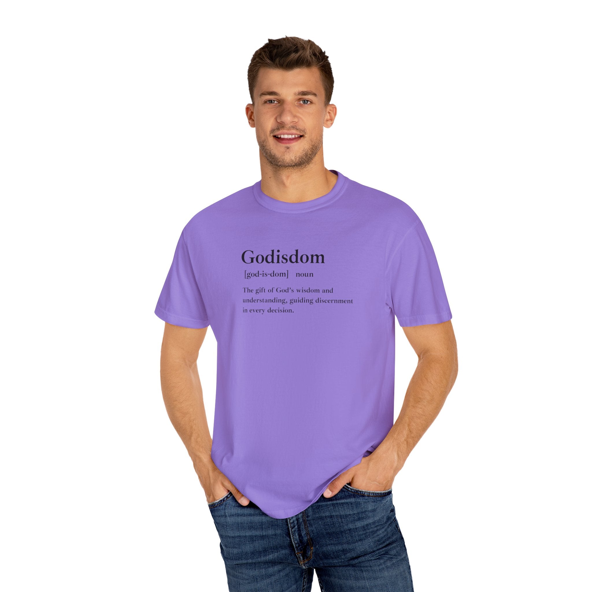 Godisdom Comfort Colors 1717 Garment-Dyed T-Shirt – 100% Cotton, Relaxed Fit, Customizable Faith-Inspired Tee