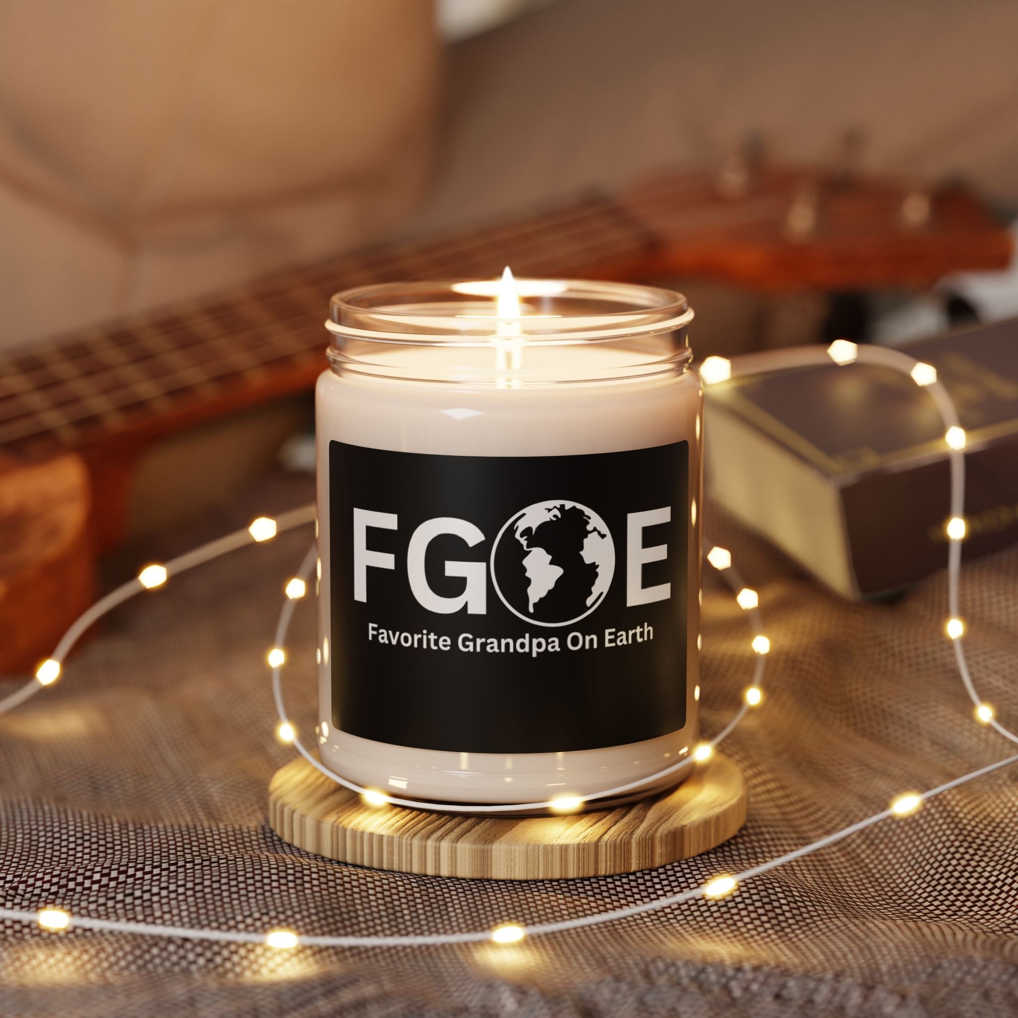Favorite Grandpa On Earth (FGOE) Scented Soy Candle - 9oz Natural Wax Candle with Custom Label
