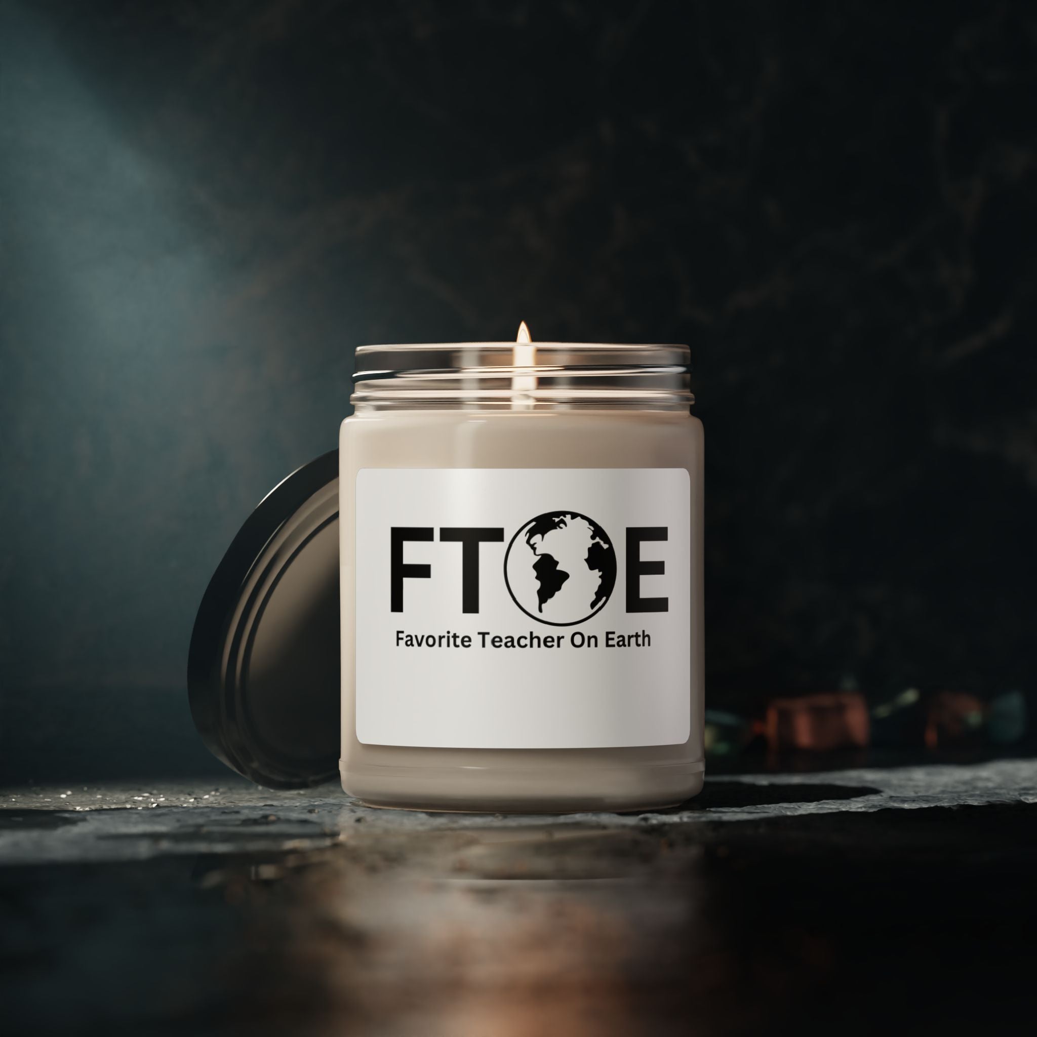 Favorite Teacher On Earth (FTOE) Scented Soy Candle - 9oz Natural Wax Candle with Custom Label