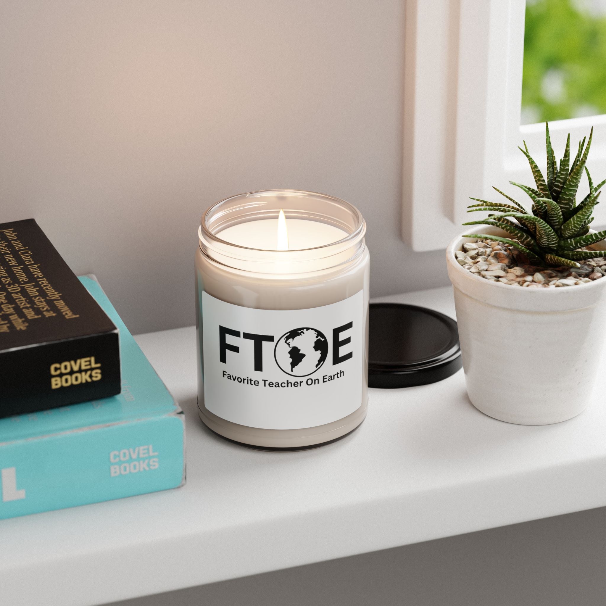 Favorite Teacher On Earth (FTOE) Scented Soy Candle - 9oz Natural Wax Candle with Custom Label