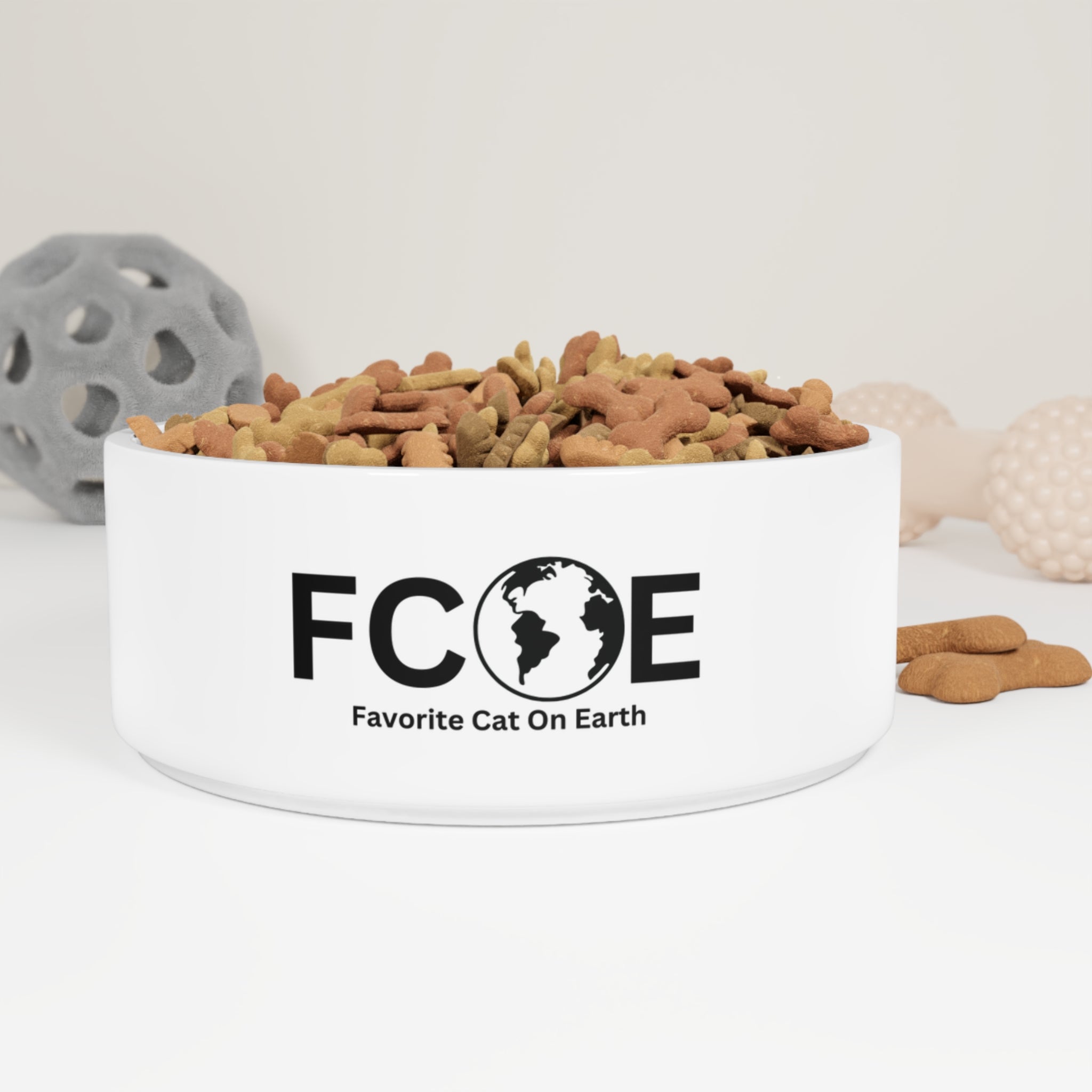 Favorite Cat On Earth (FCOE) - White Ceramic Custom Pet Bowl