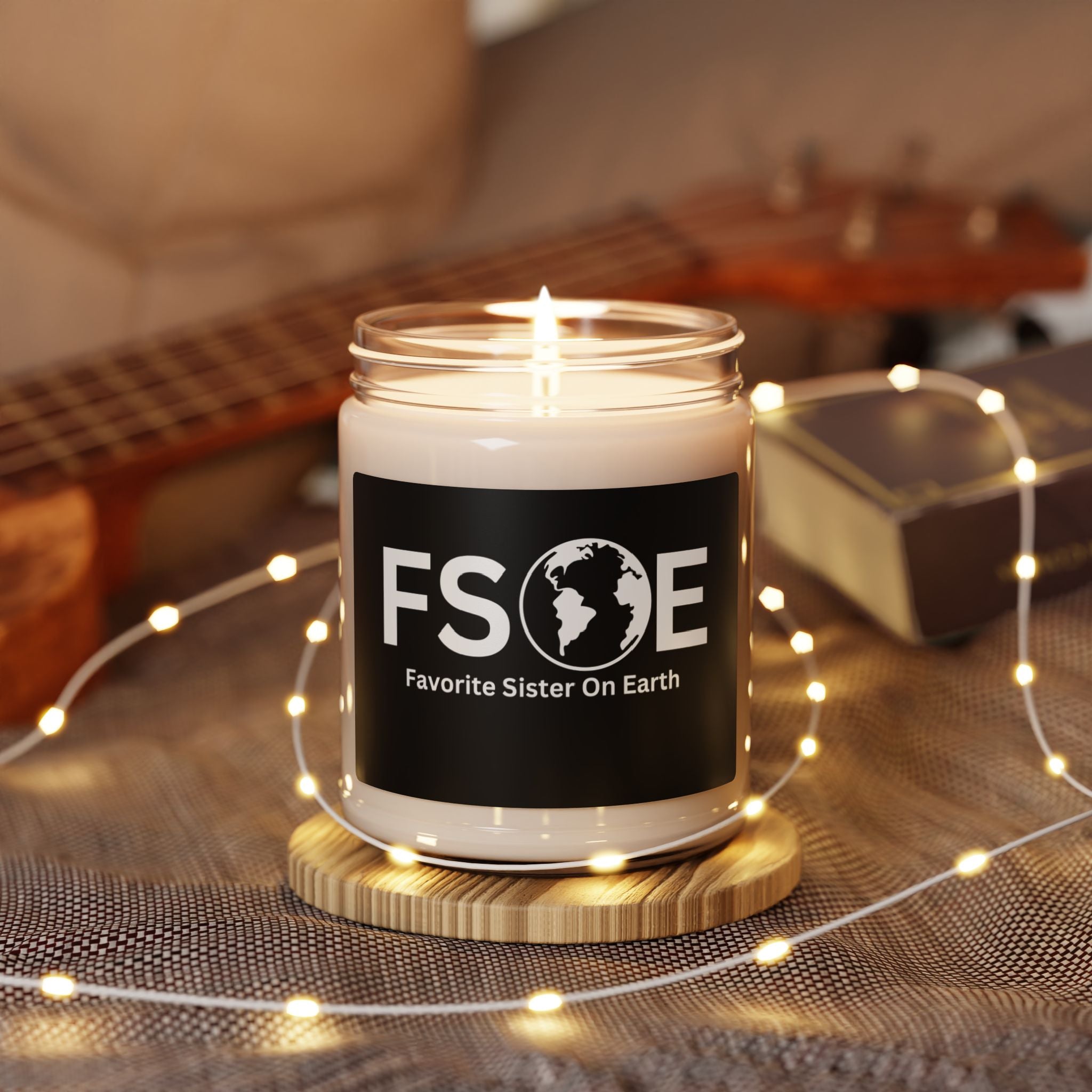 Favorite Sister On Earth (FSOE) Scented Soy Candle - 9oz Natural Wax Candle with Custom Label